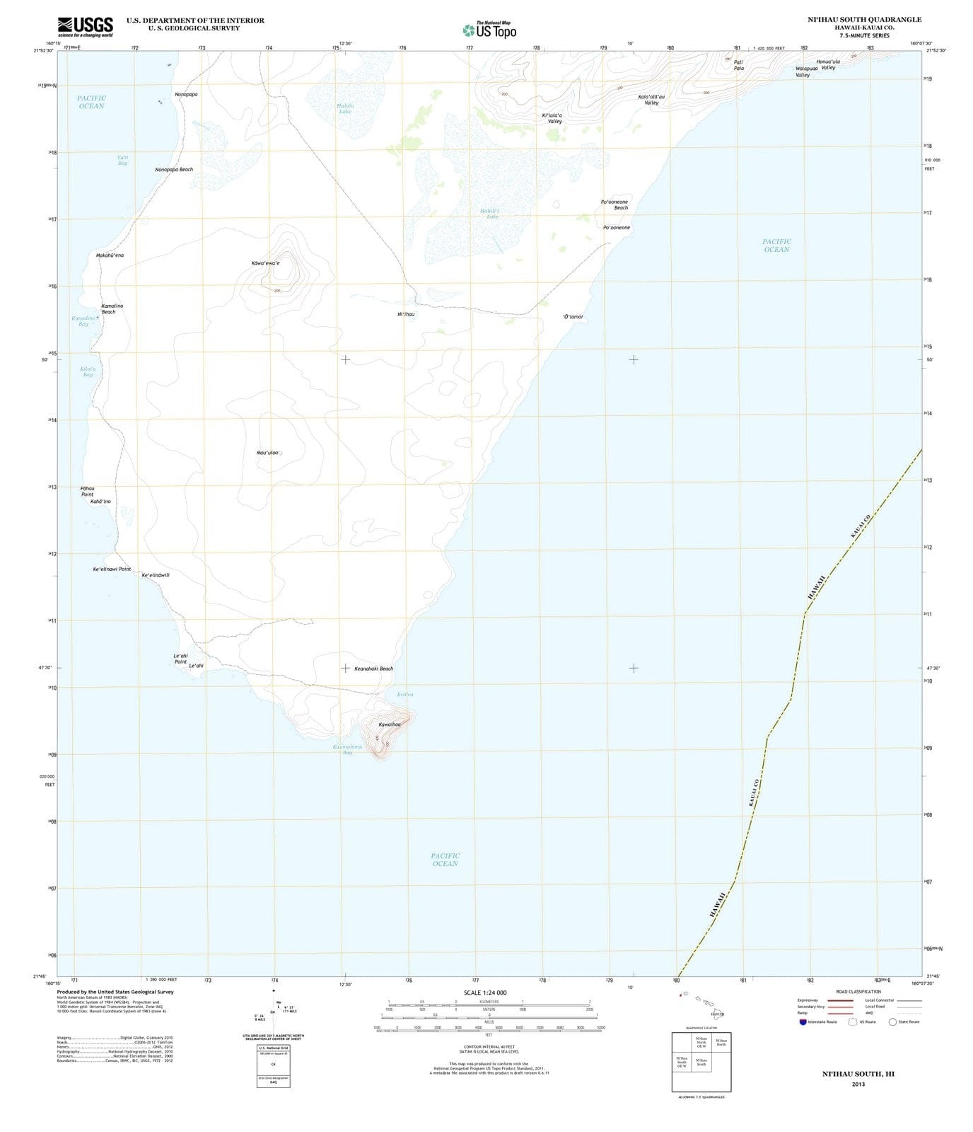 2013 Niihau South, HI - Hawaii - USGS Topographic Map