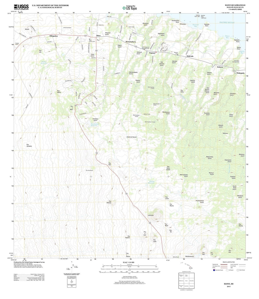 2013 Hawi, HI - Hawaii - USGS Topographic Map