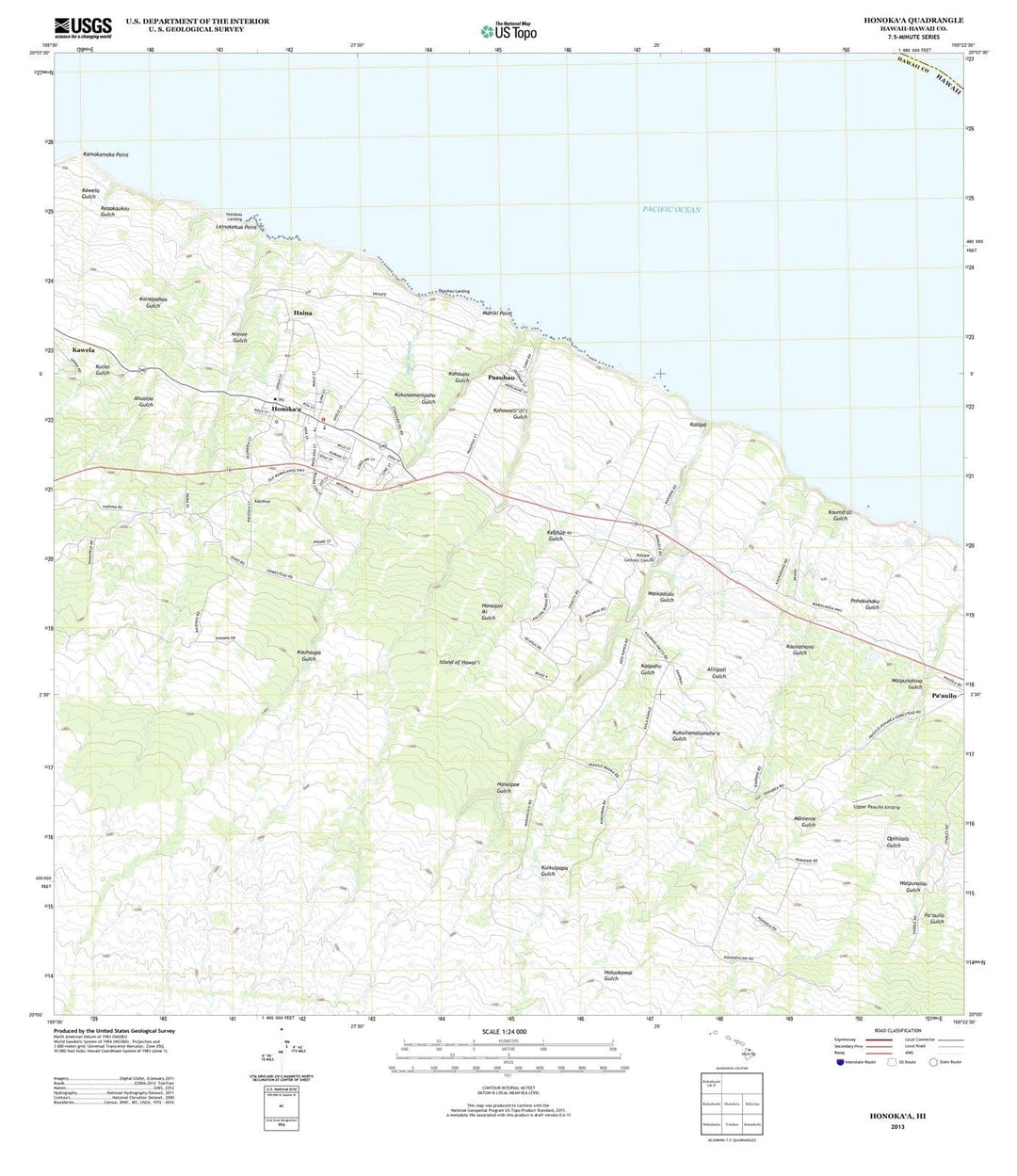 2013 Honokaa, HI - Hawaii - USGS Topographic Map