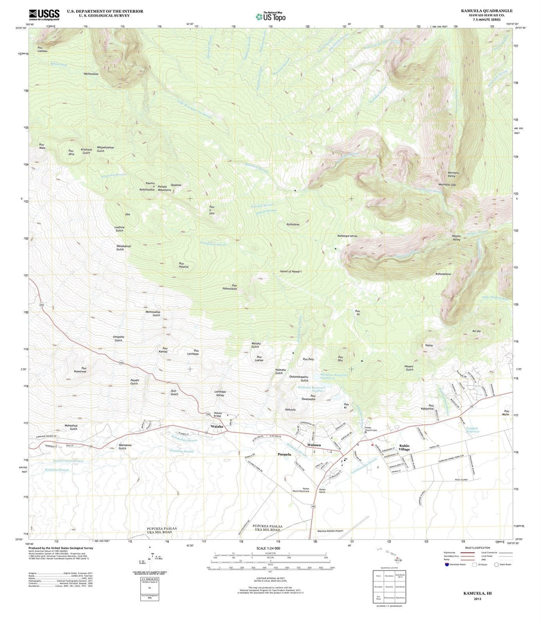 2013 Kamuela, HI - Hawaii - USGS Topographic Map