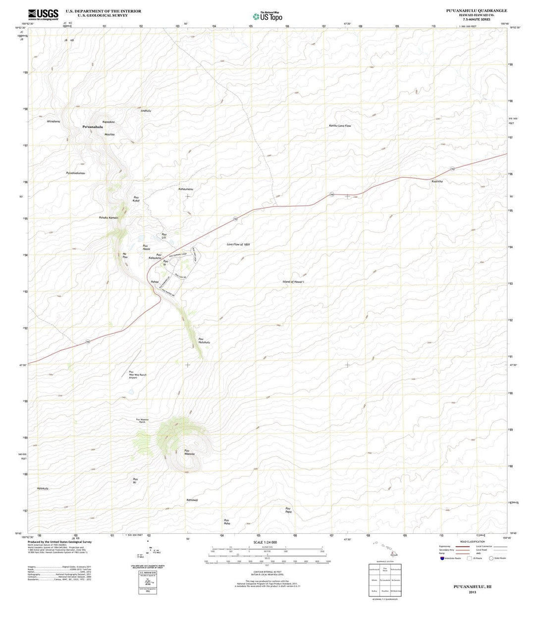 2013 Puuanahulu, HI - Hawaii - USGS Topographic Map