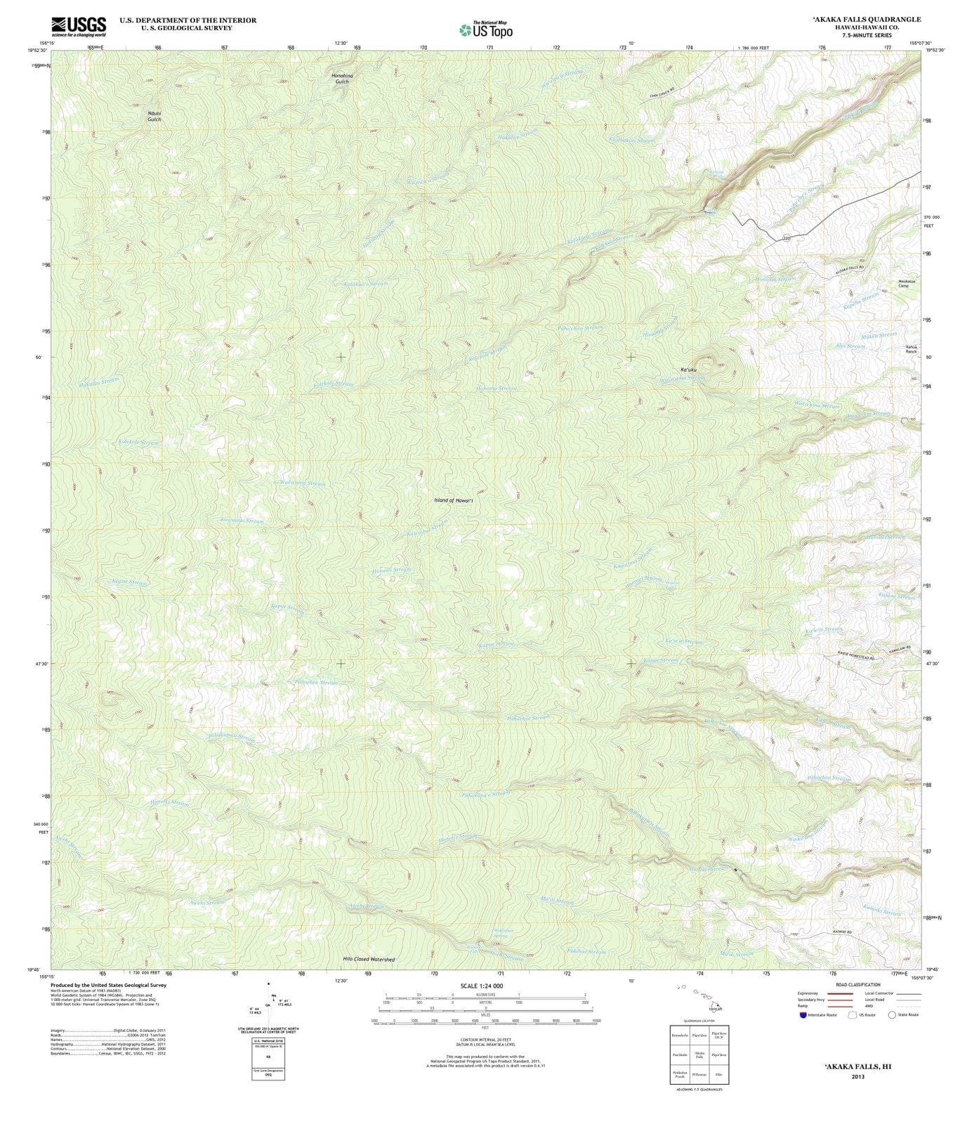 2013 Akaka Falls, HI - Hawaii - USGS Topographic Map