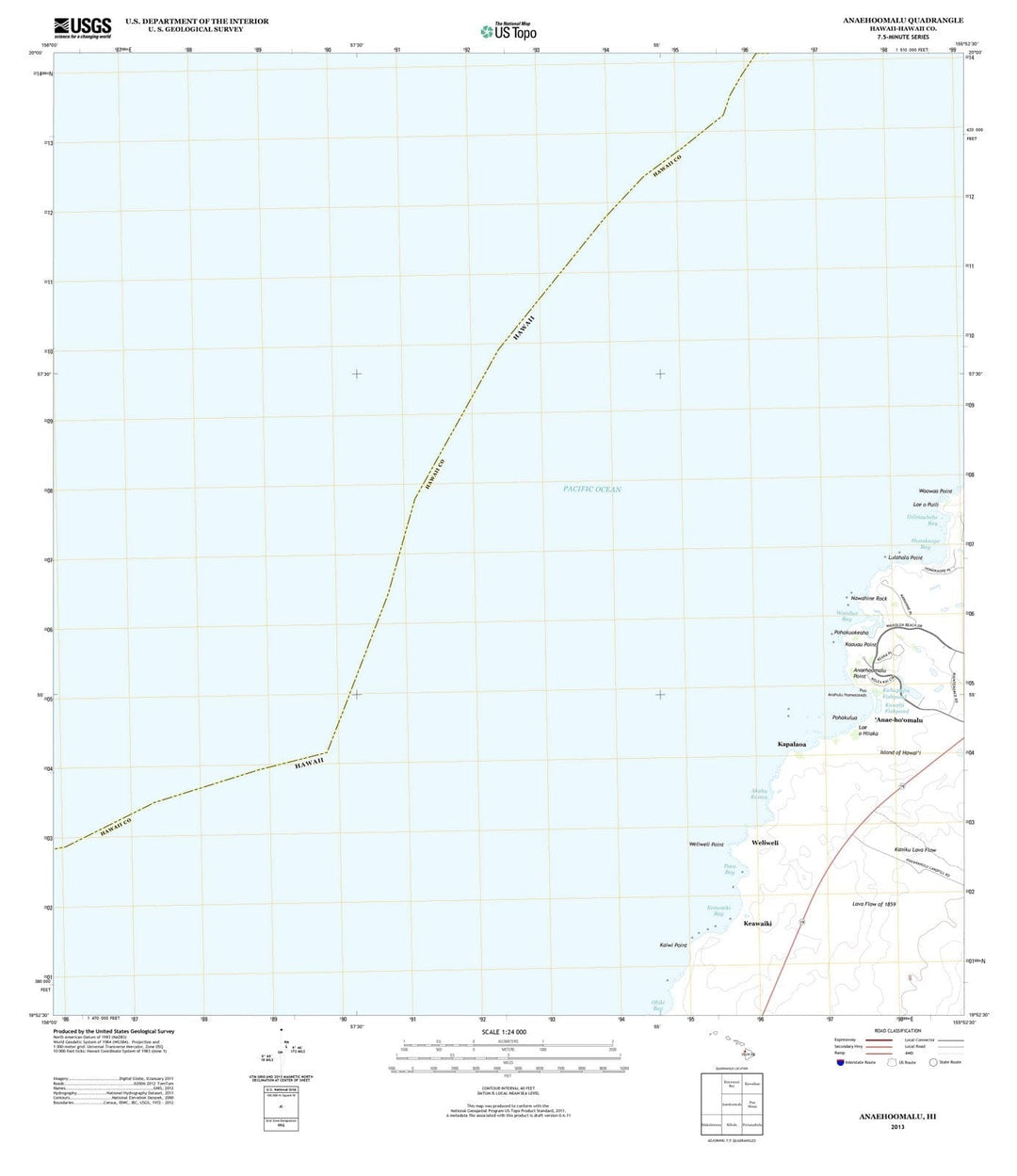 2013 Anaehoomalu, HI - Hawaii - USGS Topographic Map