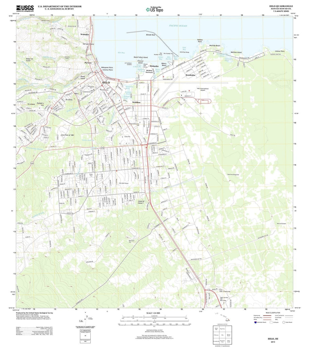 2013 Hilo, HI - Hawaii - USGS Topographic Map