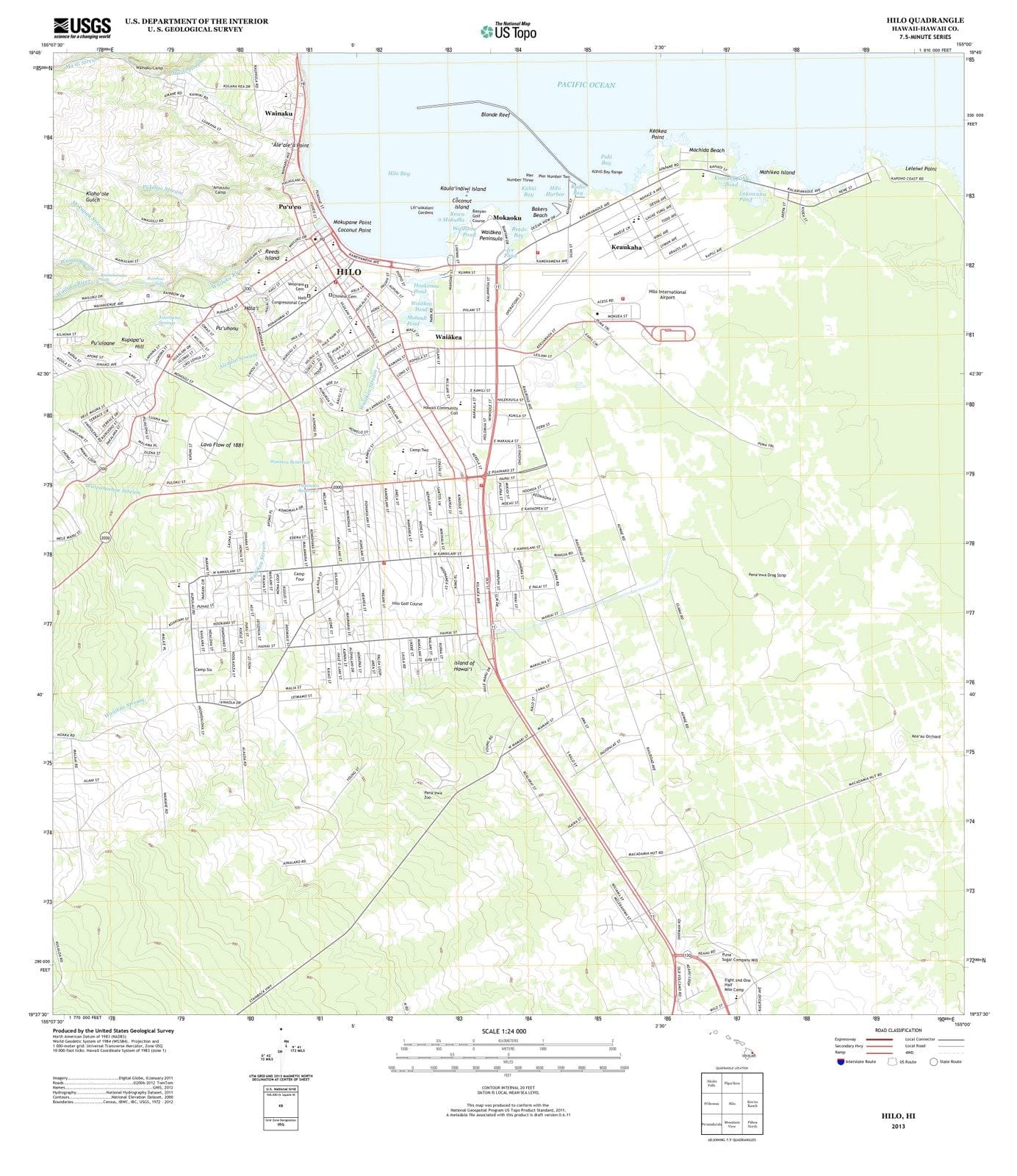 2013 Hilo, HI - Hawaii - USGS Topographic Map