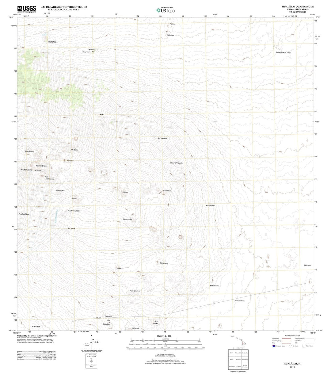 2013 Hualalai, HI - Hawaii - USGS Topographic Map