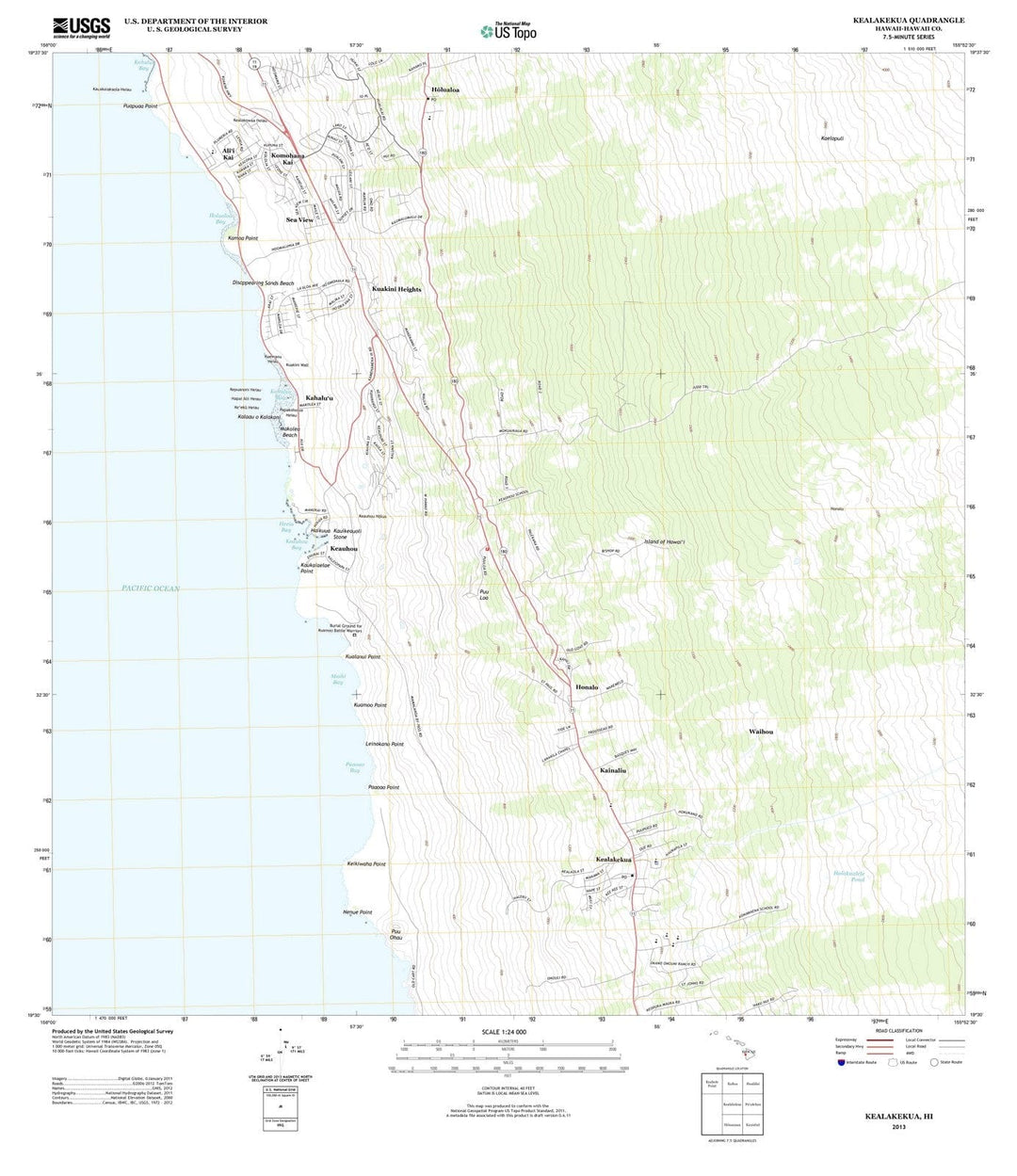 2013 Kealakekua, HI - Hawaii - USGS Topographic Map