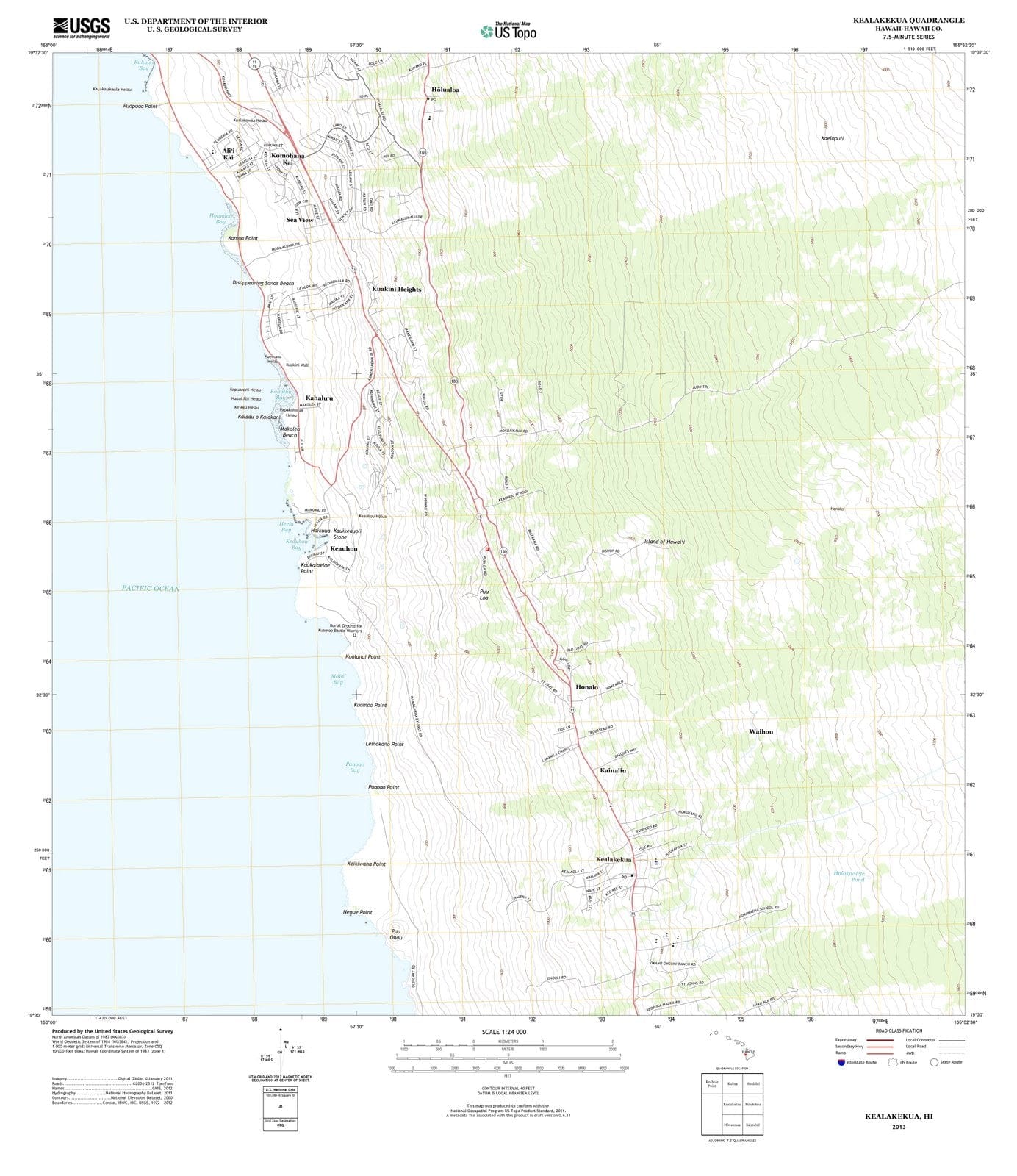 2013 Kealakekua, HI - Hawaii - USGS Topographic Map