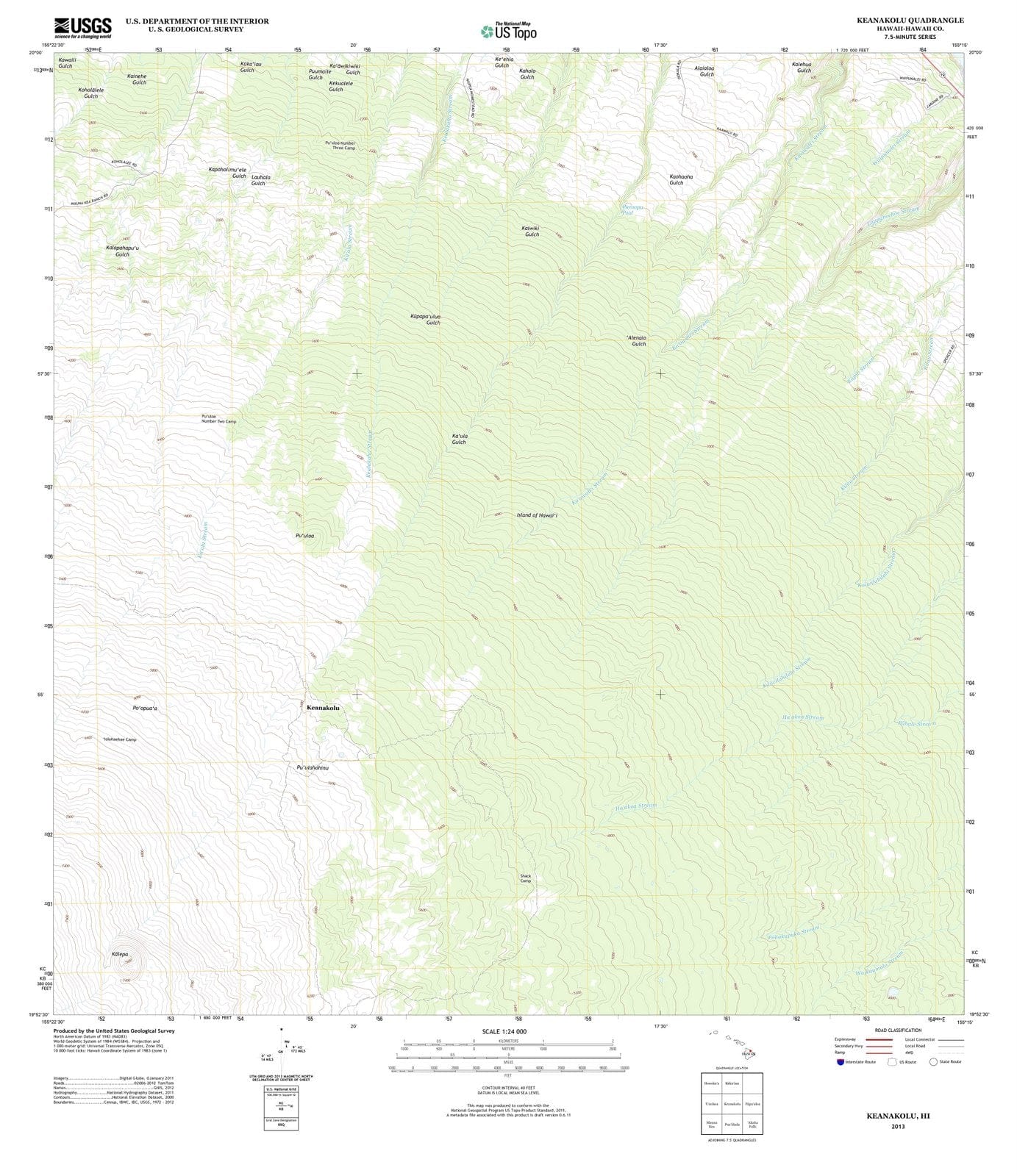 2013 Keanakolu, HI - Hawaii - USGS Topographic Map