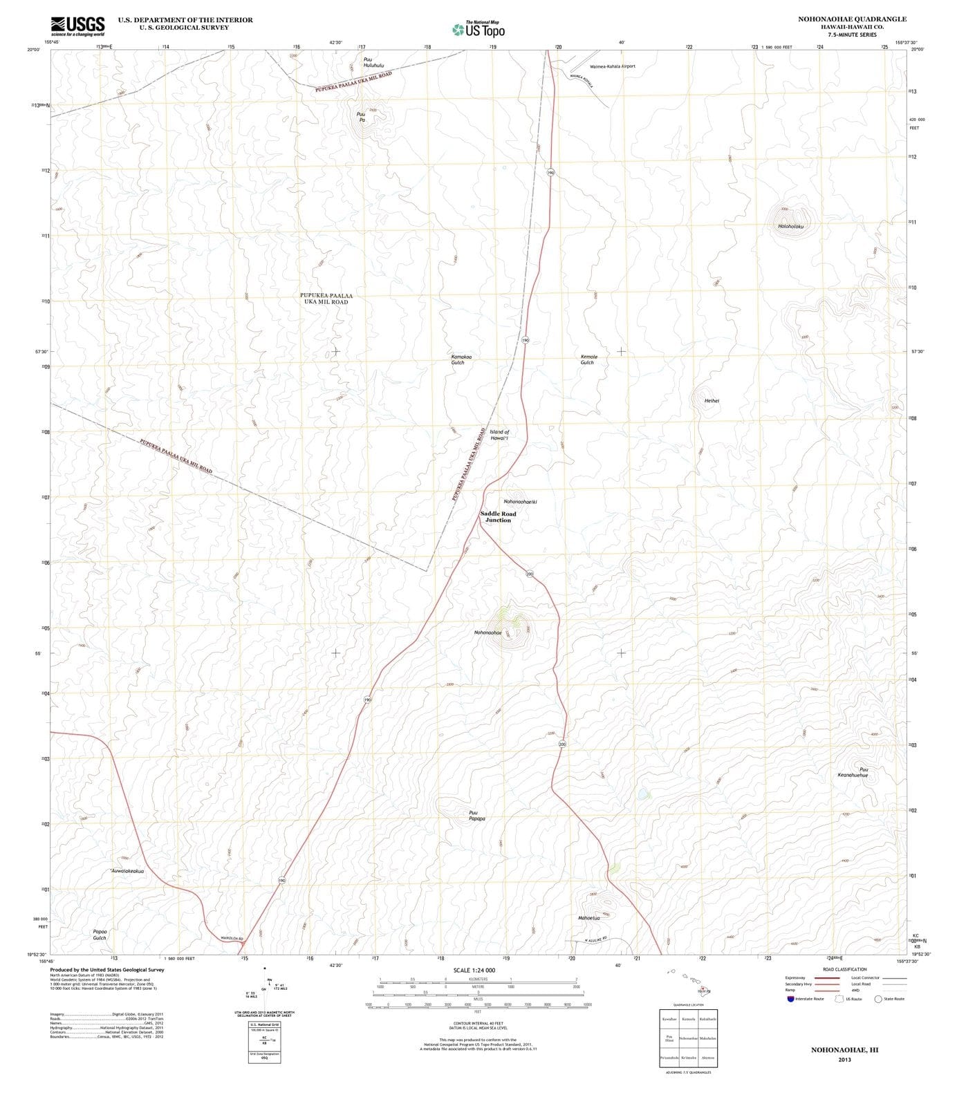 2013 Nohonaohae, HI - Hawaii - USGS Topographic Map