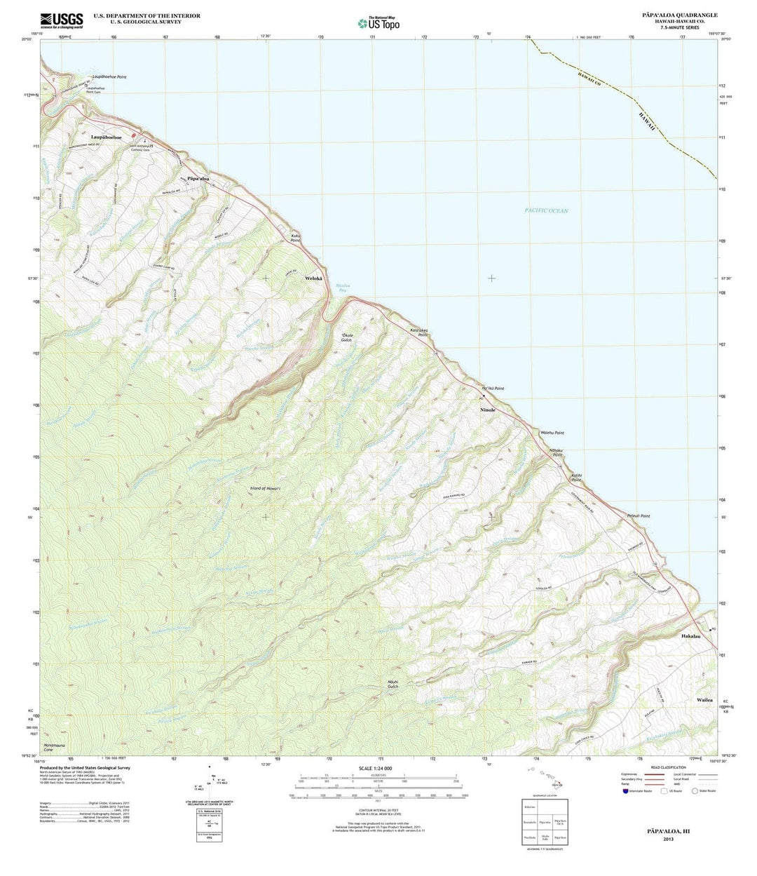 2013 Papaaloa, HI - Hawaii - USGS Topographic Map