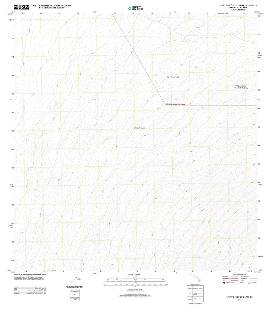 2013 West of Kokoolau, HI - Hawaii - USGS Topographic Map