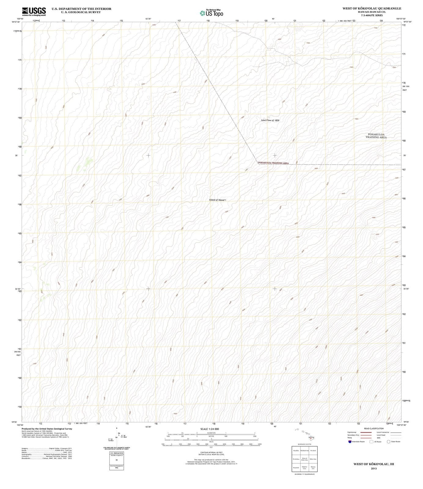 2013 West of Kokoolau, HI - Hawaii - USGS Topographic Map