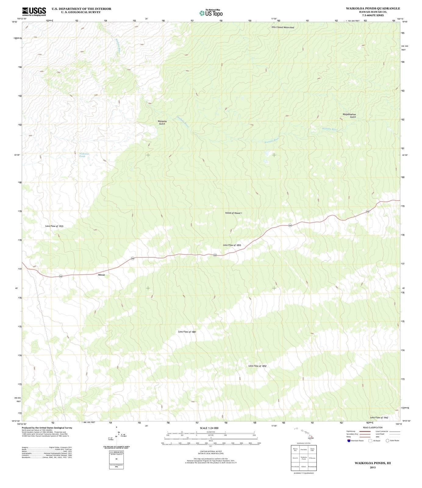 2013 Waikoloa Ponds, HI - Hawaii - USGS Topographic Map