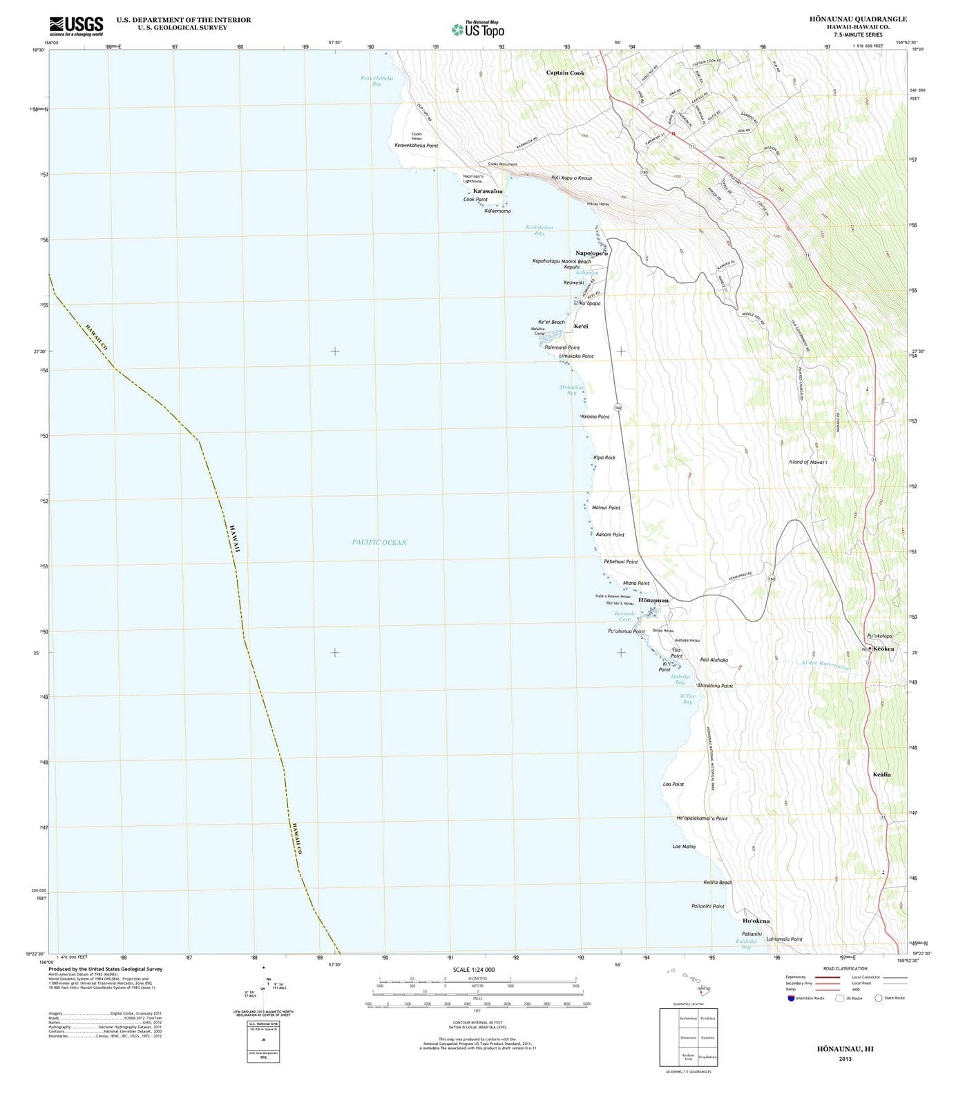 2013 Honaunau, HI - Hawaii - USGS Topographic Map