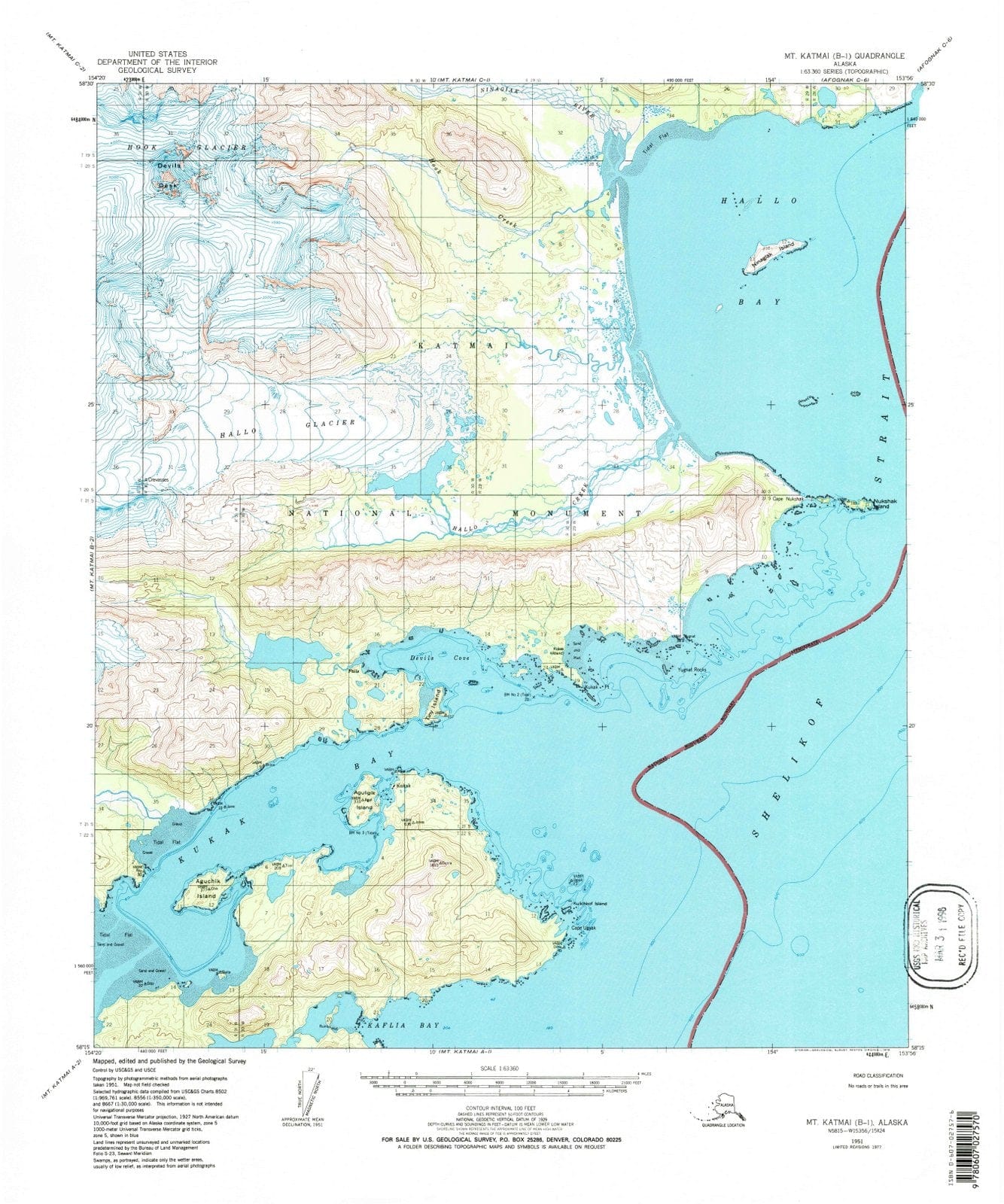 1951 Mt. Katmai, AK - Alaska - USGS Topographic Map v6