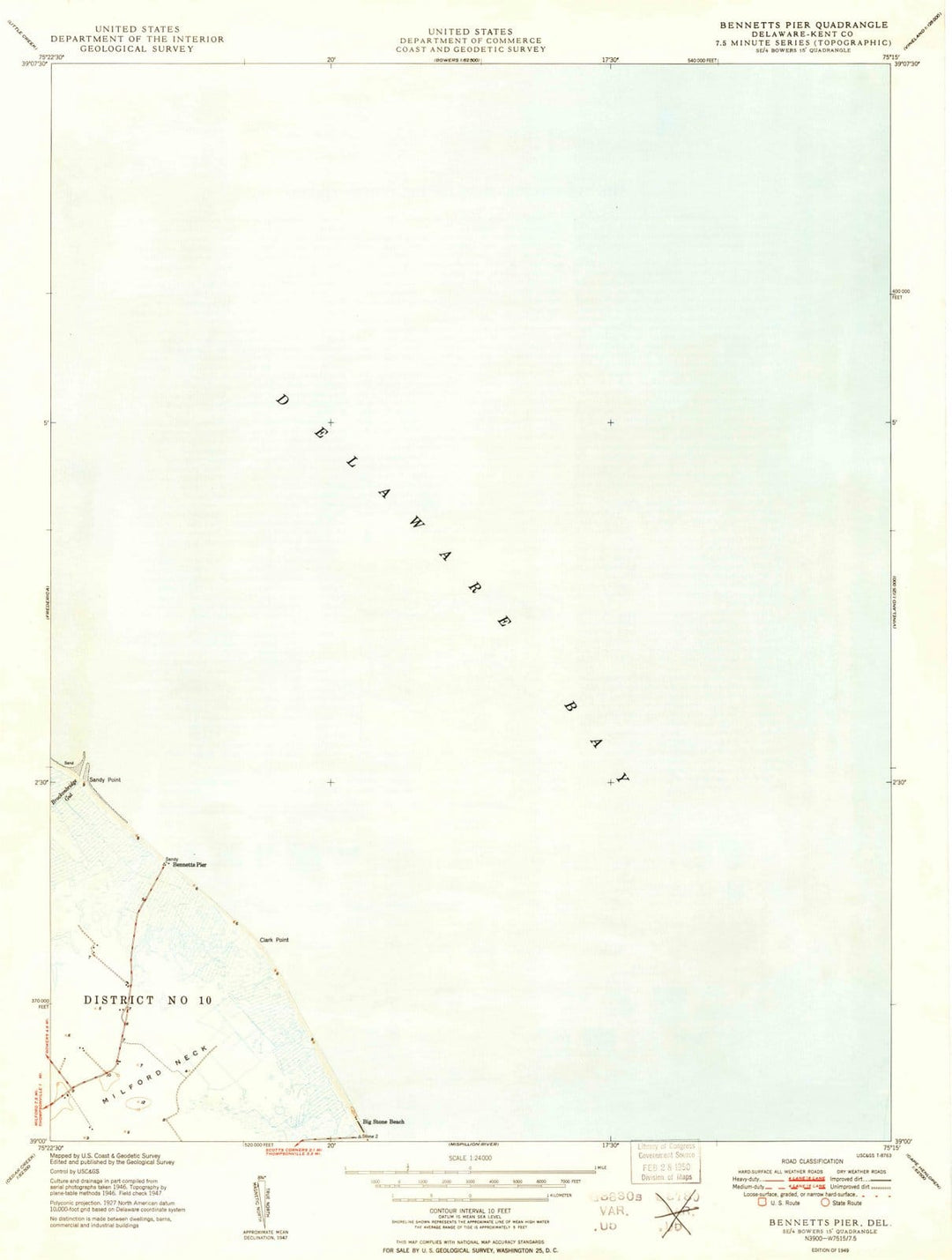 1949 Bennett's Pier, DE - Delaware - USGS Topographic Map