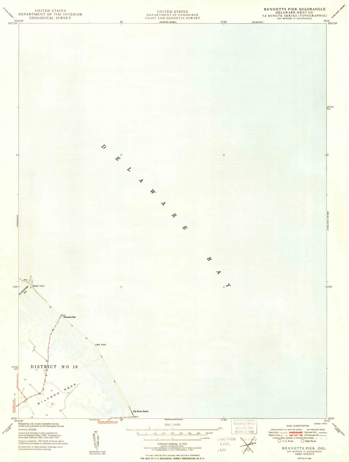 1949 Bennett's Pier, DE - Delaware - USGS Topographic Map