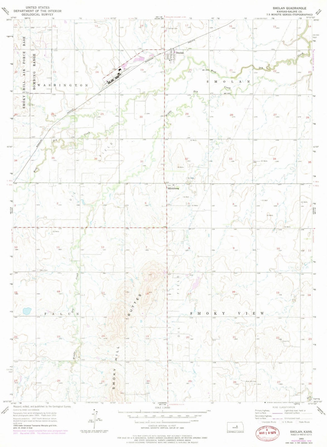 1955 Smolan, KS - Kansas - USGS Topographic Map