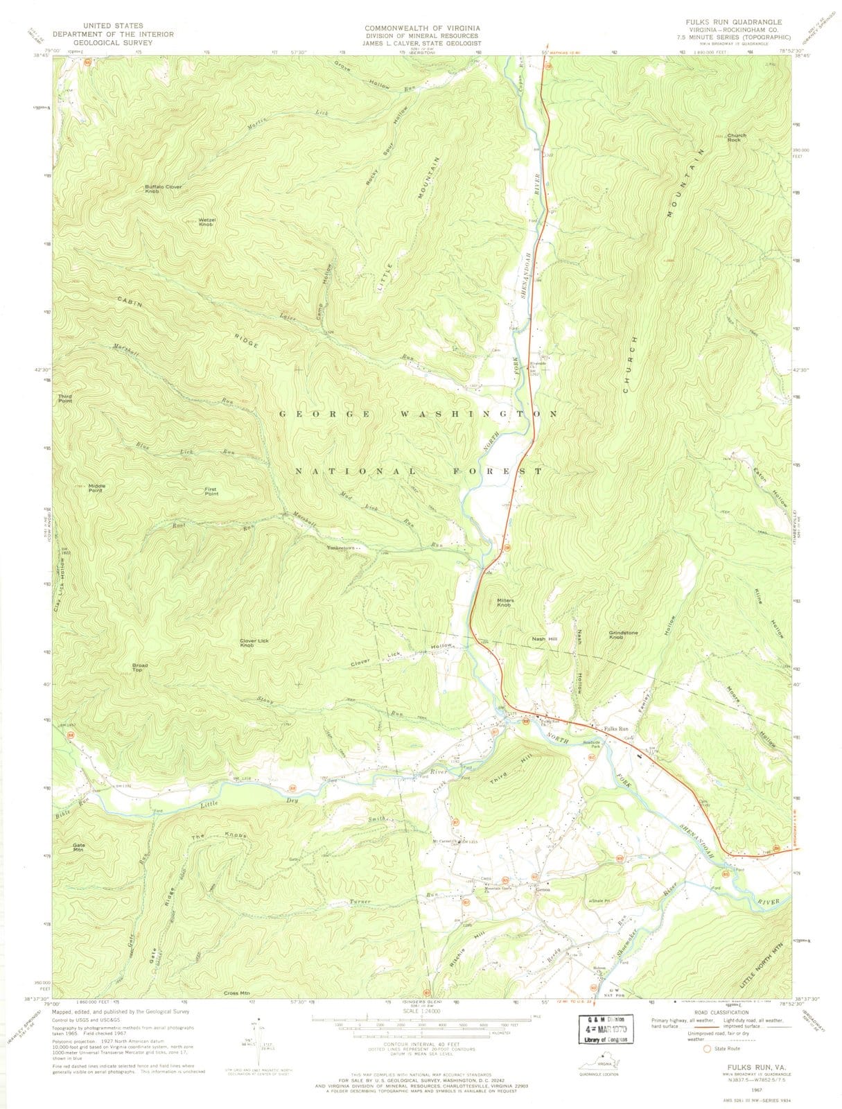 1967 Fulks Run, VA - Virginia - USGS Topographic Map