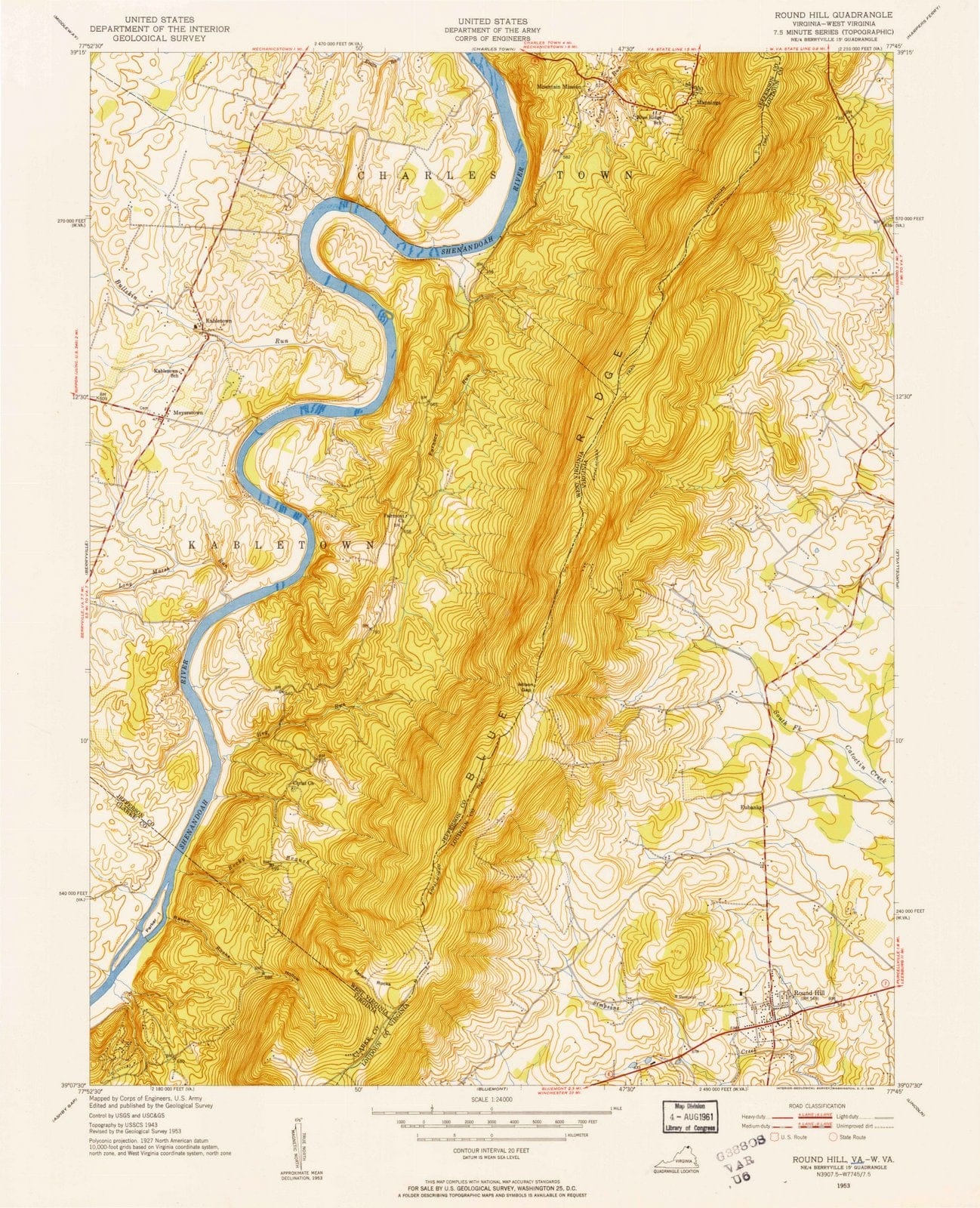 1953 Round Hill, VA - Virginia - USGS Topographic Map