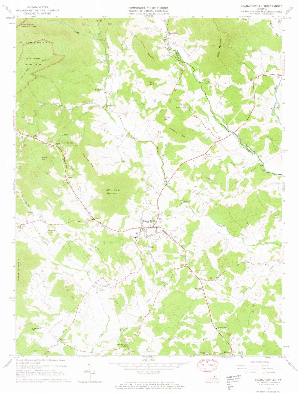 1964 Standardsville, VA - Virginia - USGS Topographic Map