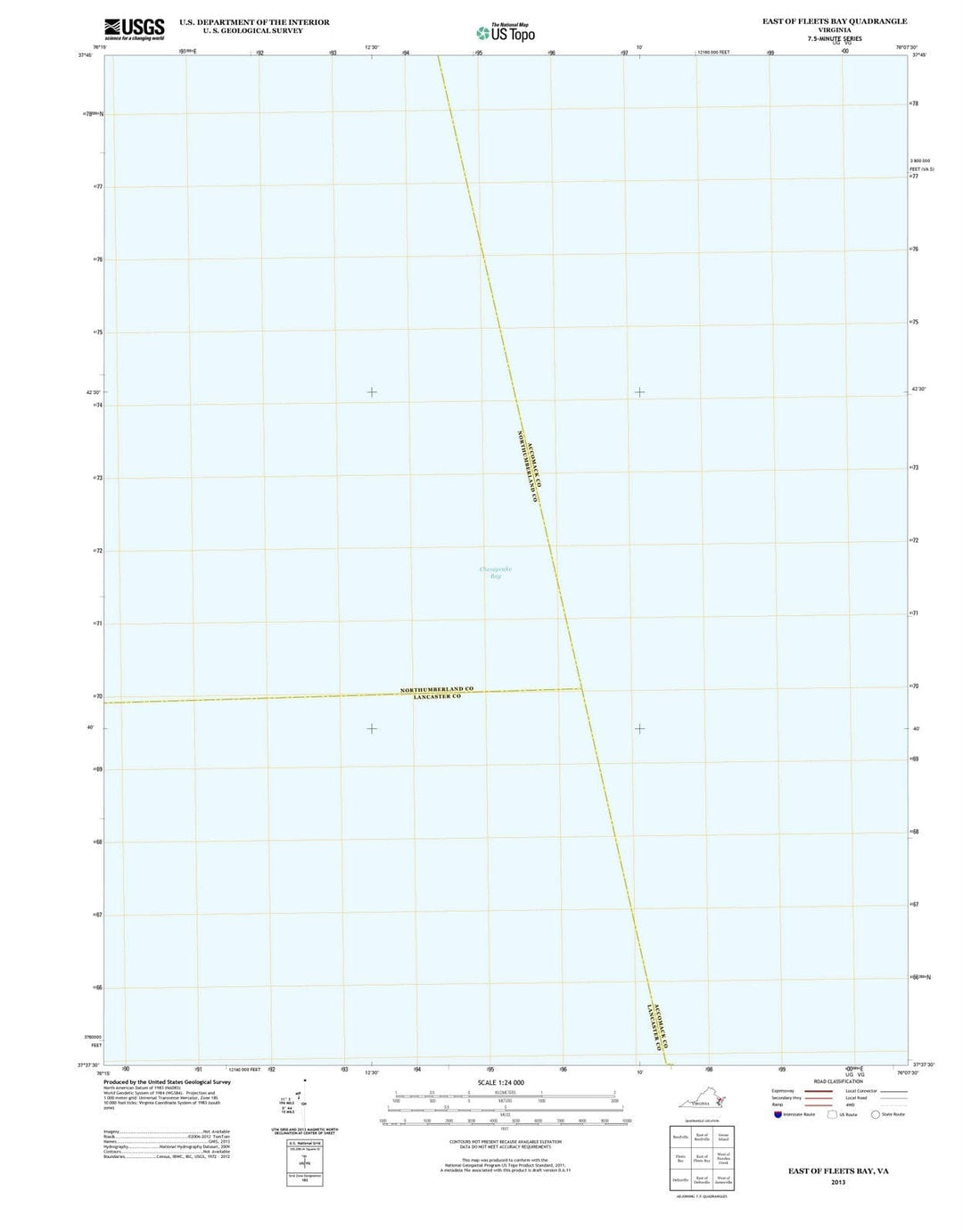 2013 East of Fleets Bay, VA - Virginia - USGS Topographic Map