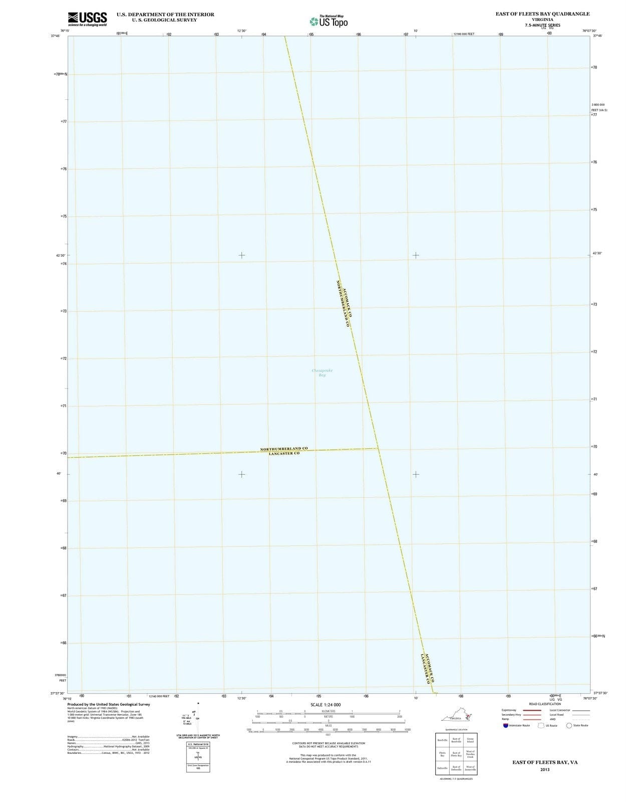 2013 East of Fleets Bay, VA - Virginia - USGS Topographic Map