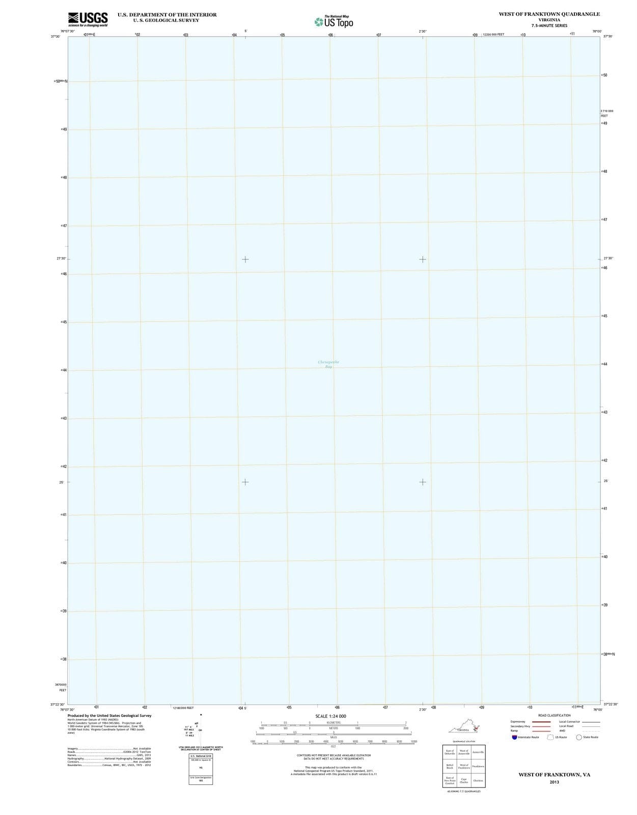 2013 West of Franktown, VA - Virginia - USGS Topographic Map