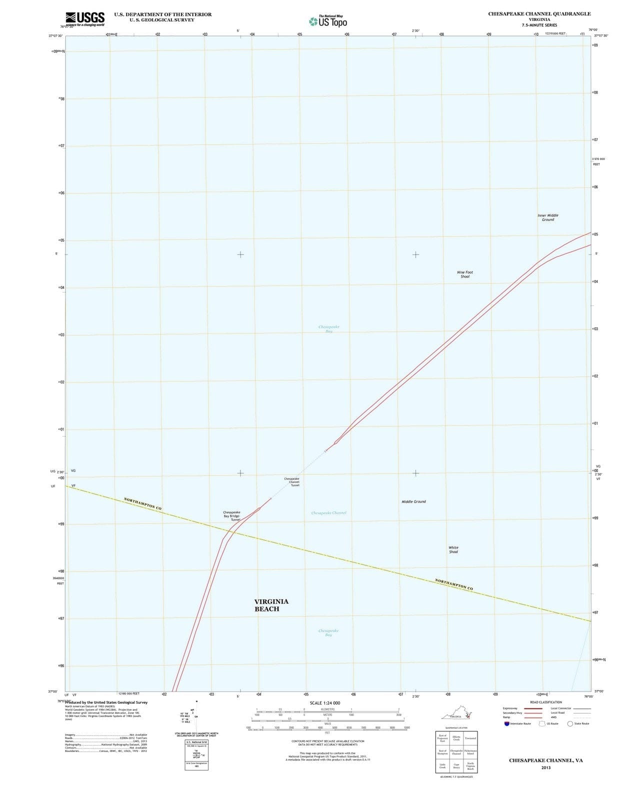 2013 Chesapeake Channel, VA - Virginia - USGS Topographic Map