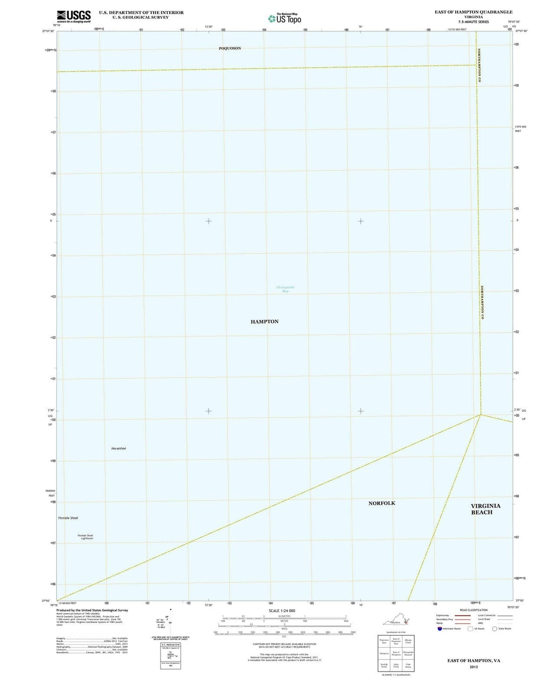 2013 East of Hampton, VA - Virginia - USGS Topographic Map