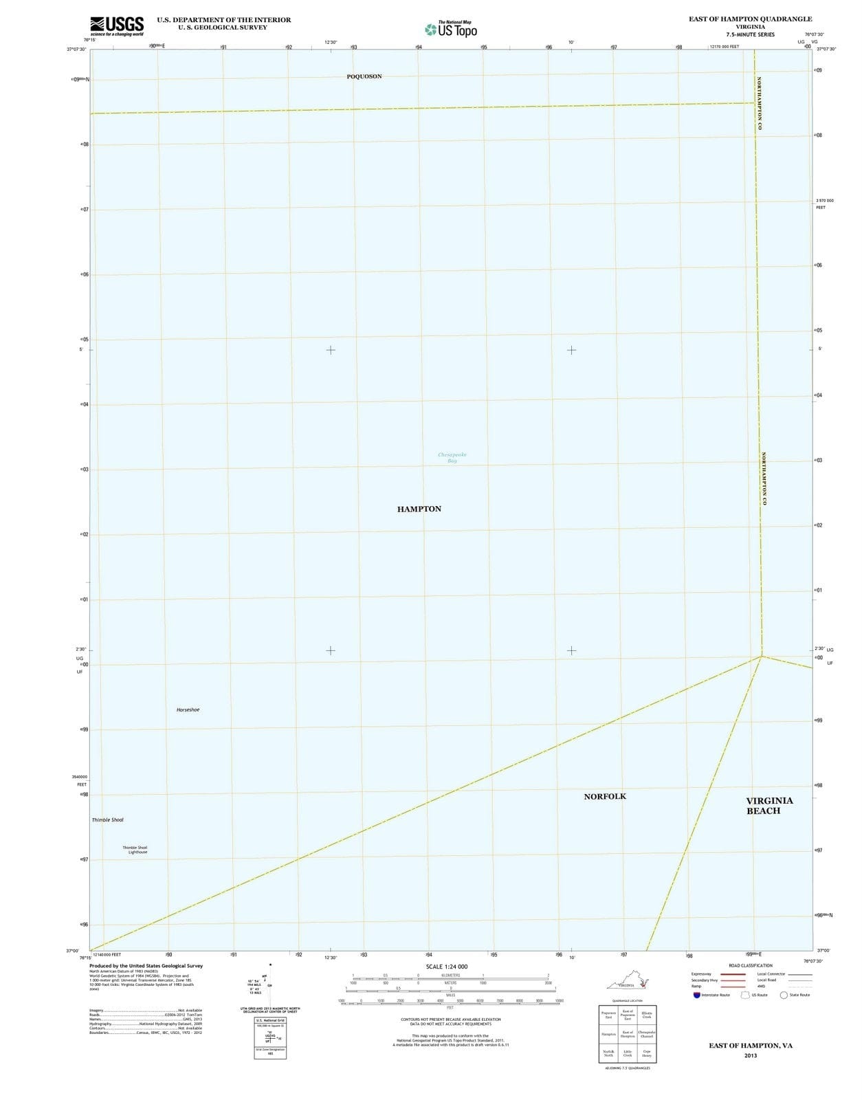 2013 East of Hampton, VA - Virginia - USGS Topographic Map