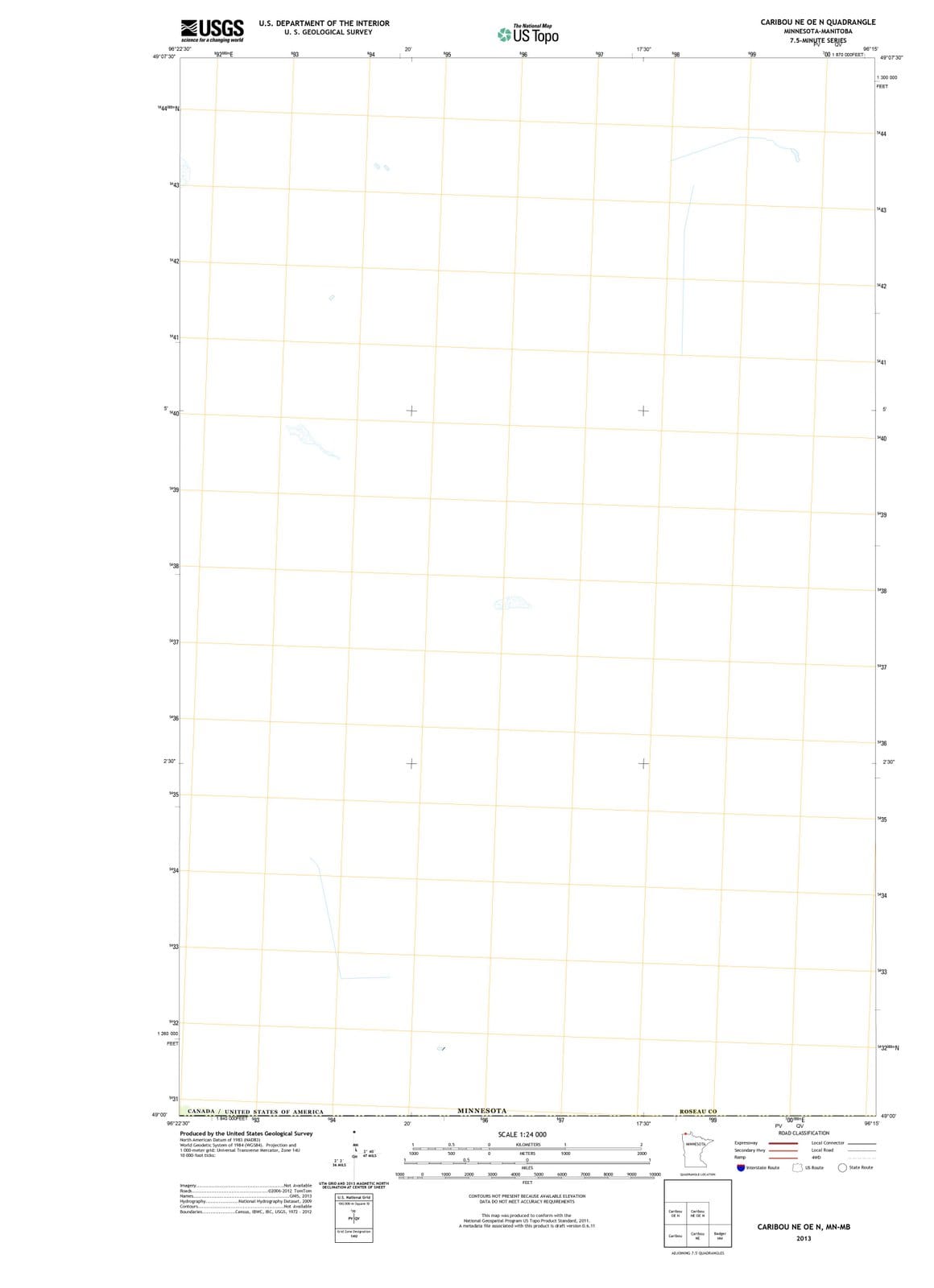 2013 Caribou, MN - Minnesota - USGS Topographic Map v2