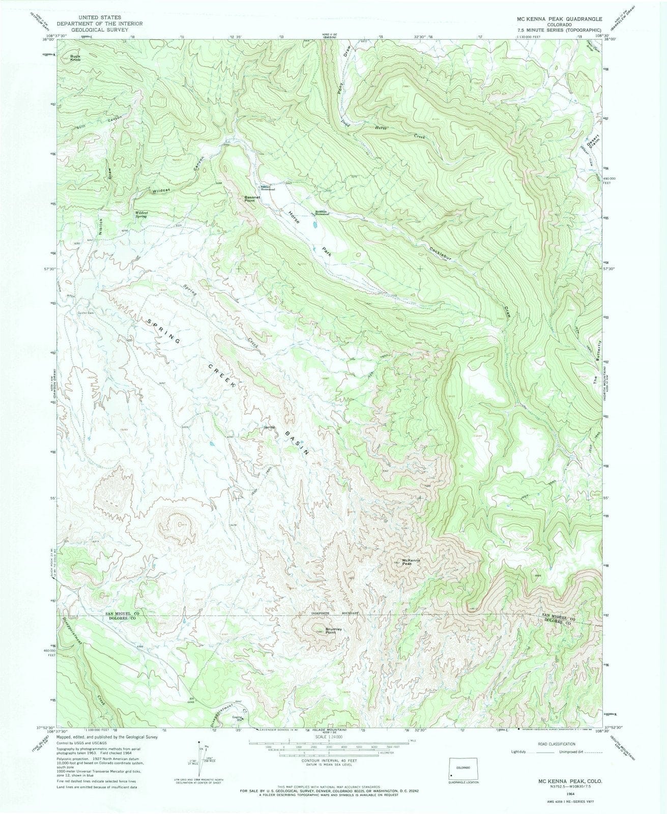 1964 Mc Kenna Peak, CO - Colorado - USGS Topographic Map