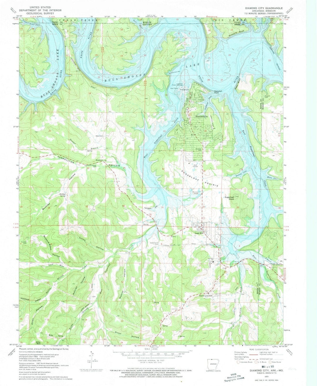 1972 Diamond City, AR - Arkansas - USGS Topographic Map