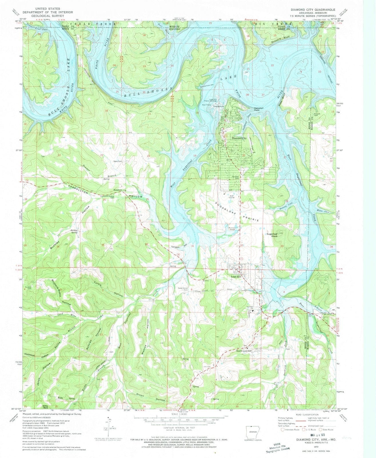 1972 Diamond City, AR - Arkansas - USGS Topographic Map