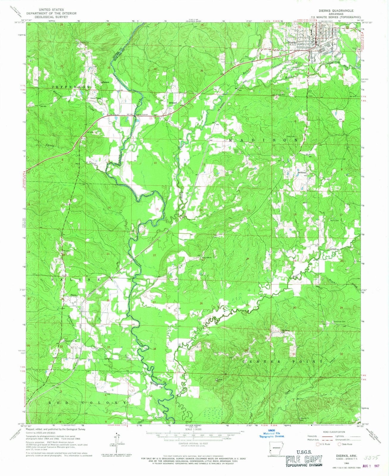 1966 Dierks, AR - Arkansas - USGS Topographic Map