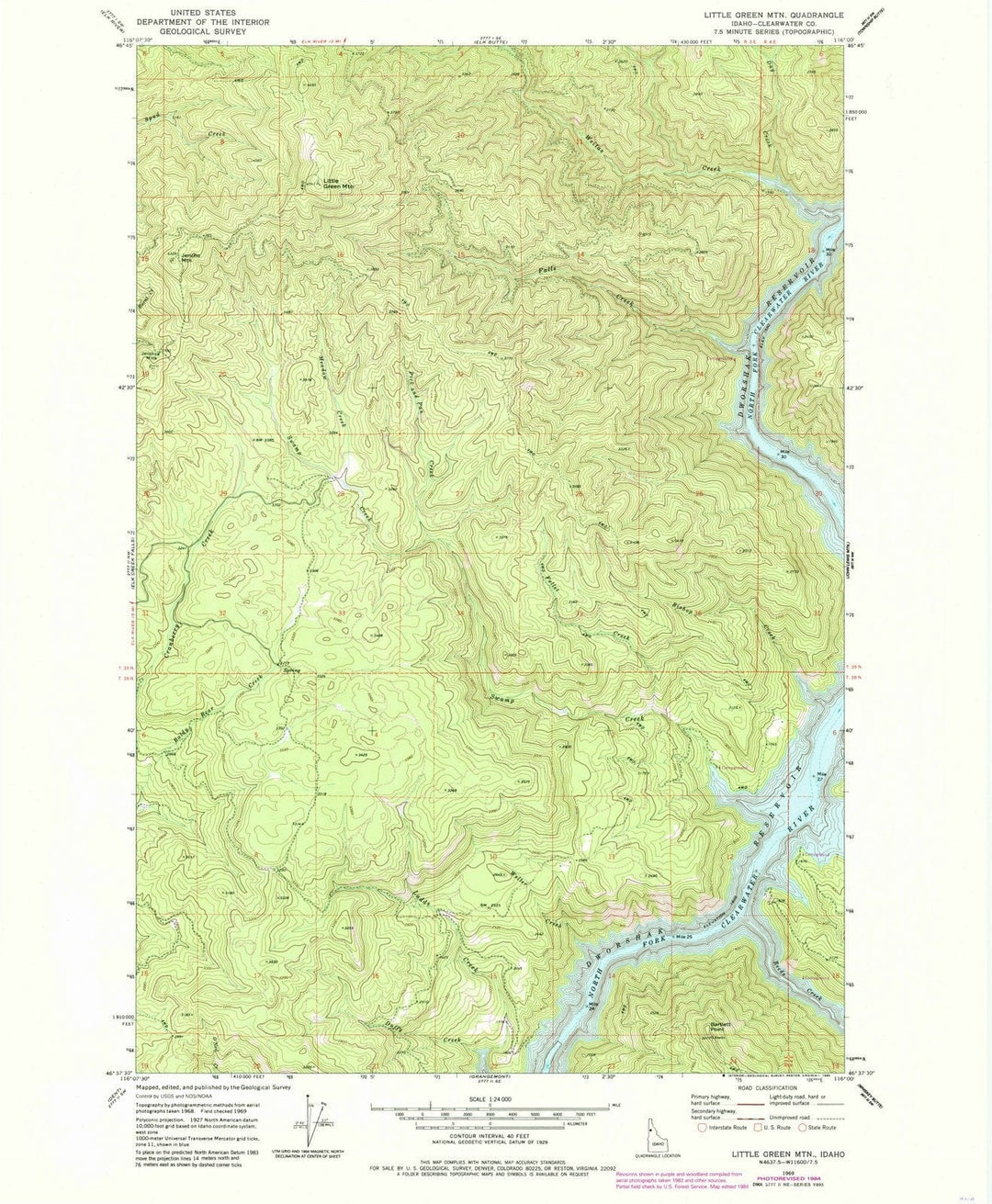 1969 Little Green MTN, ID - Idaho - USGS Topographic Map