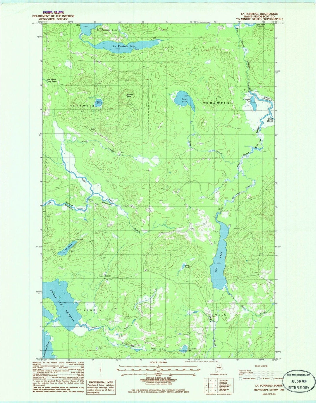 1985 La Pomkeag, ME - Maine - USGS Topographic Map