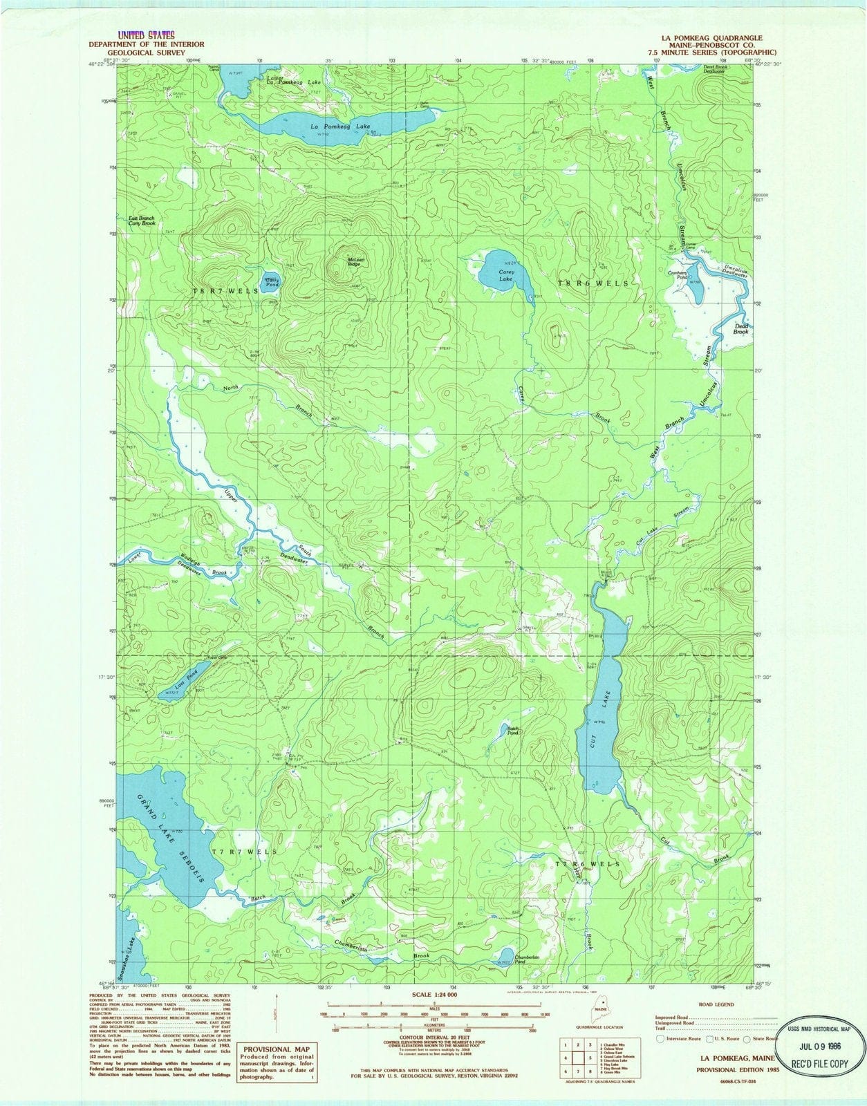 1985 La Pomkeag, ME - Maine - USGS Topographic Map