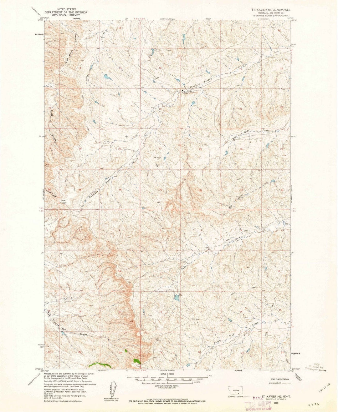 1960 St Xavier, MT - Montana - USGS Topographic Map v2