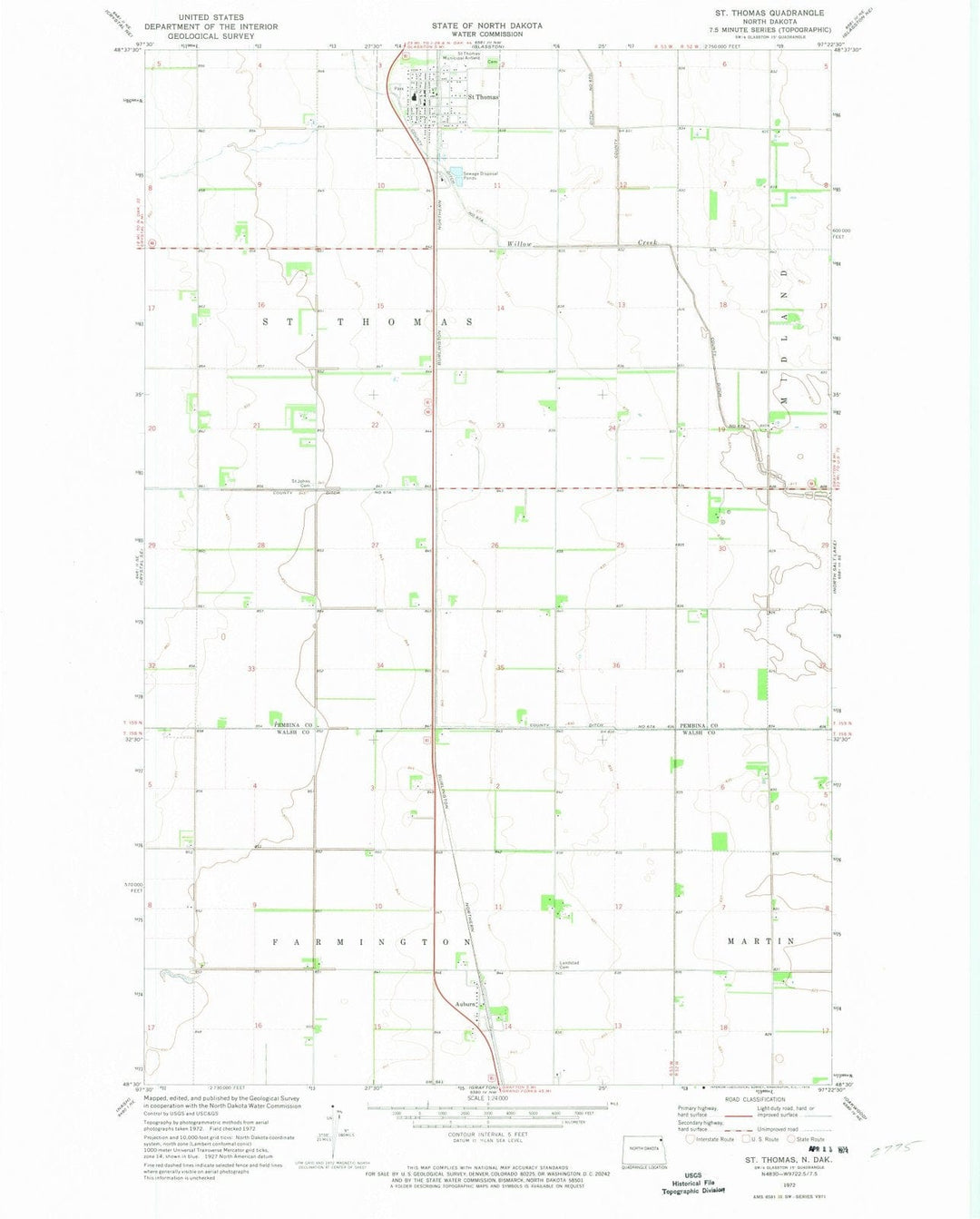 1972 St. Thomas, ND - North Dakota - USGS Topographic Map