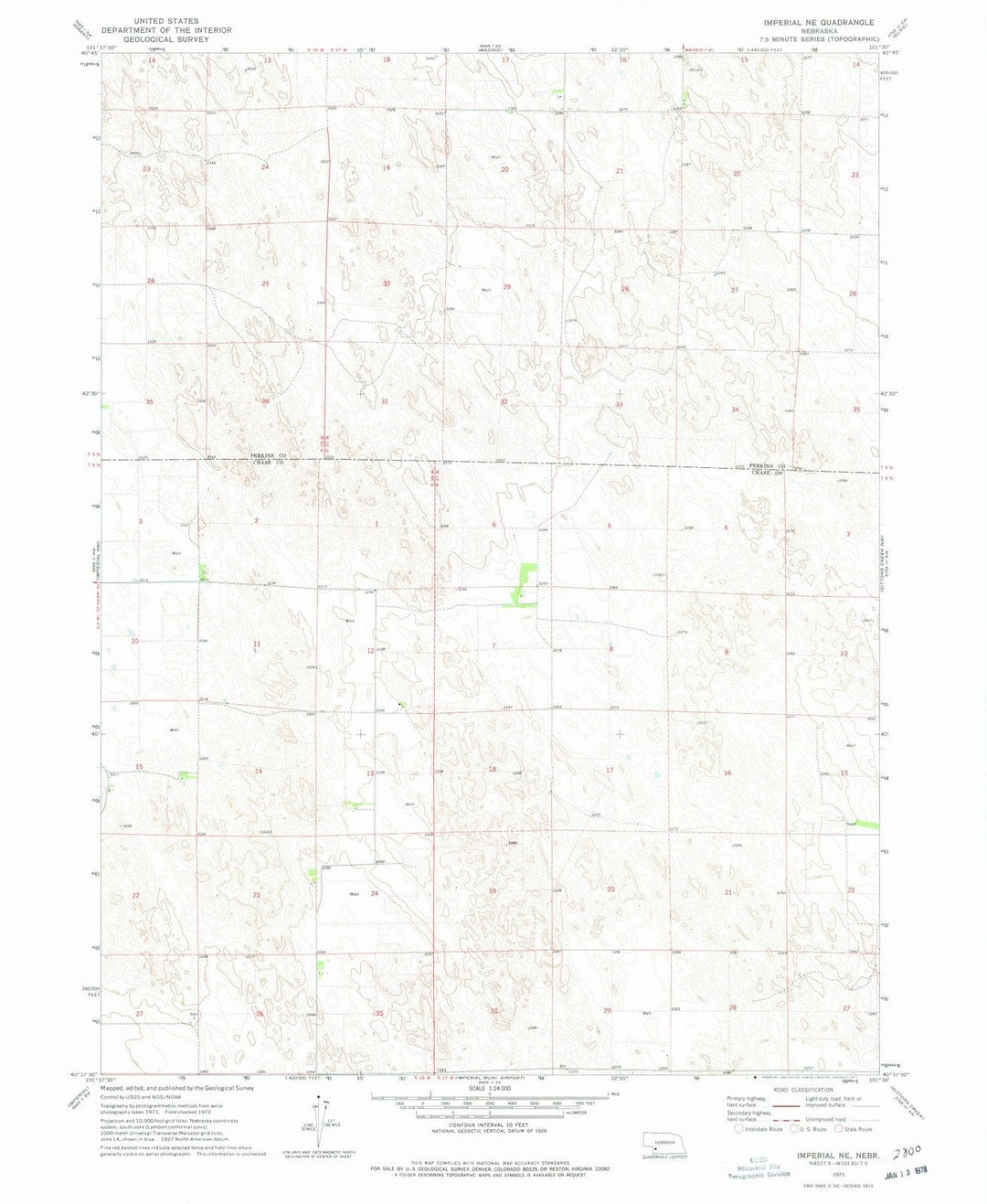 1973 Imperial, NE - Nebraska - USGS Topographic Map