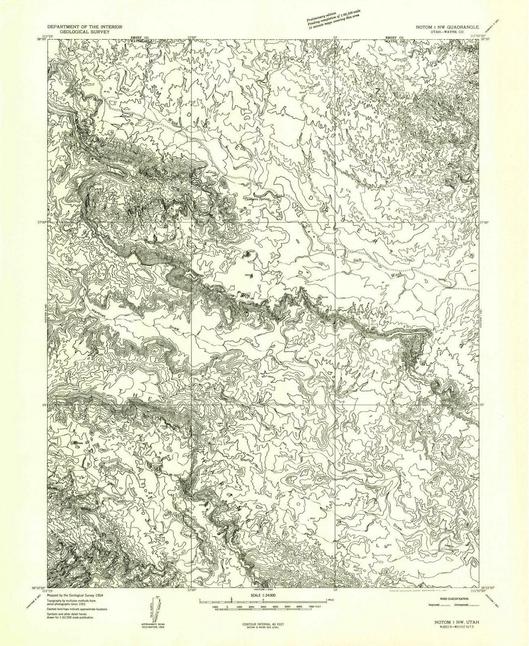 1954 Notom, UT - Utah - USGS Topographic Map v3