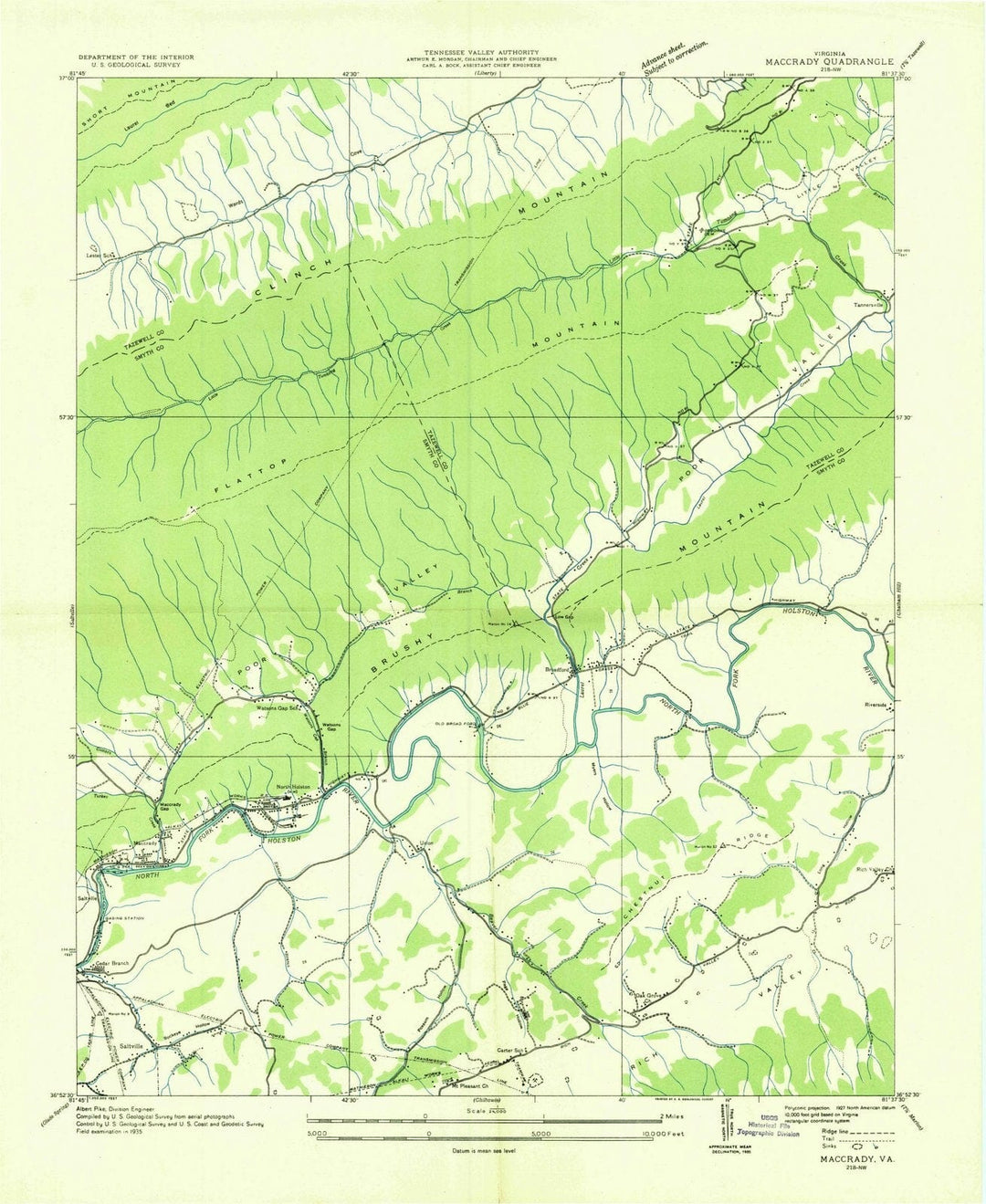 1935 Maccrady, VA - Virginia - USGS Topographic Map