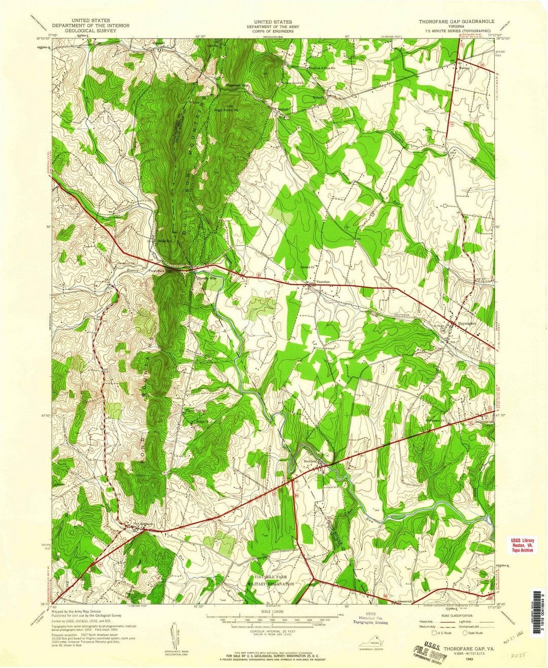 1943 Thorofare Gap, VA - Virginia - USGS Topographic Map