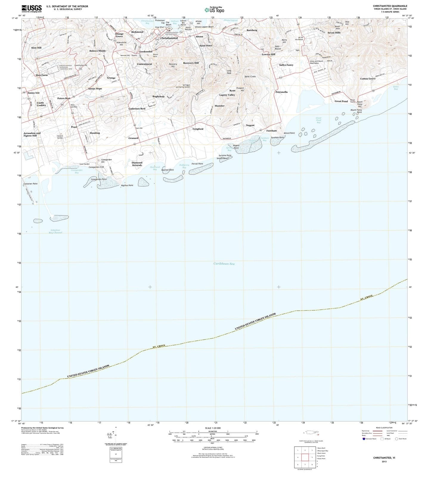 2013 Christiansted, VI - Virgin Islands - USGS Topographic Map