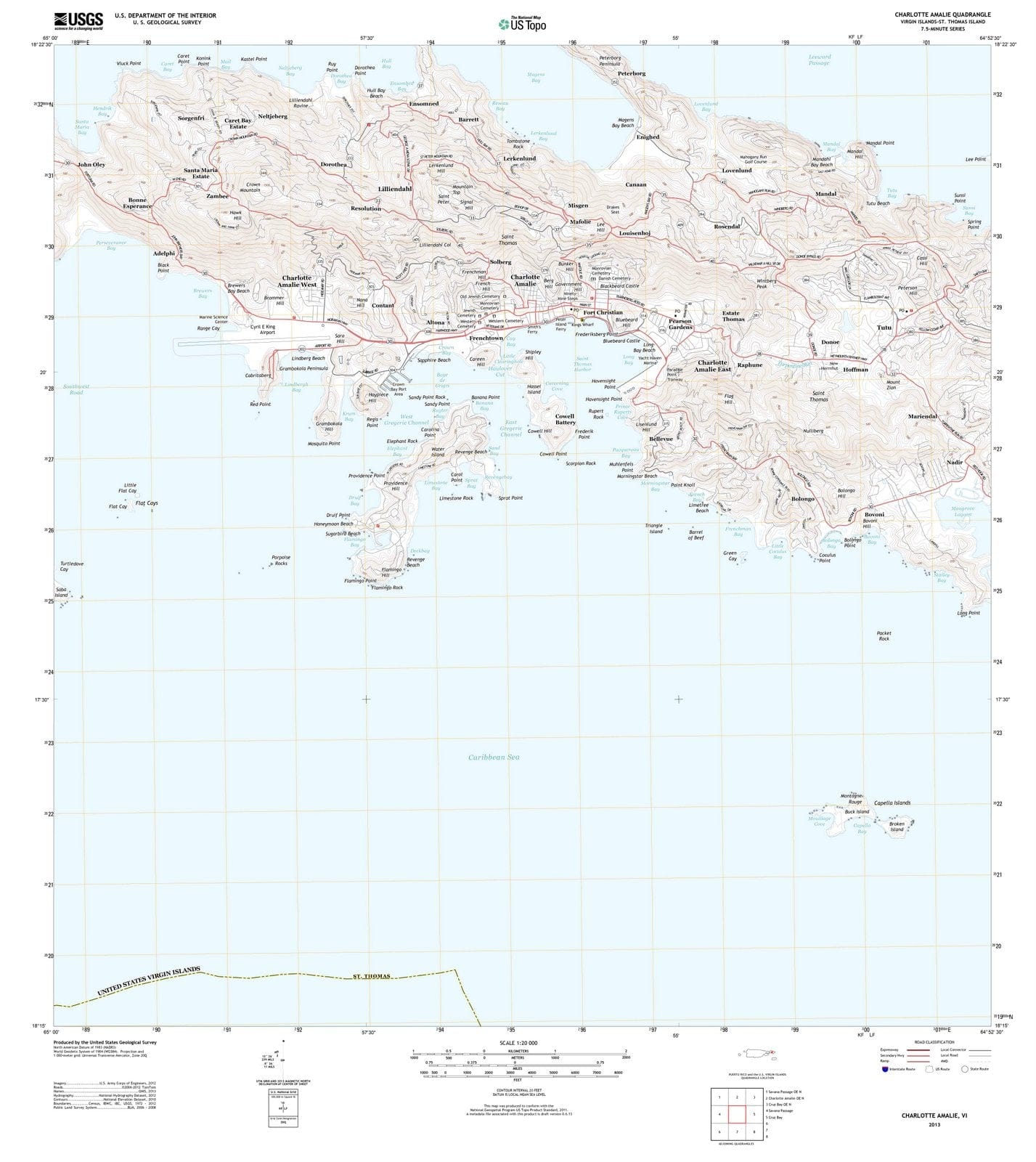 2013 Charlotte Amalie, VI - Virgin Islands - USGS Topographic Map