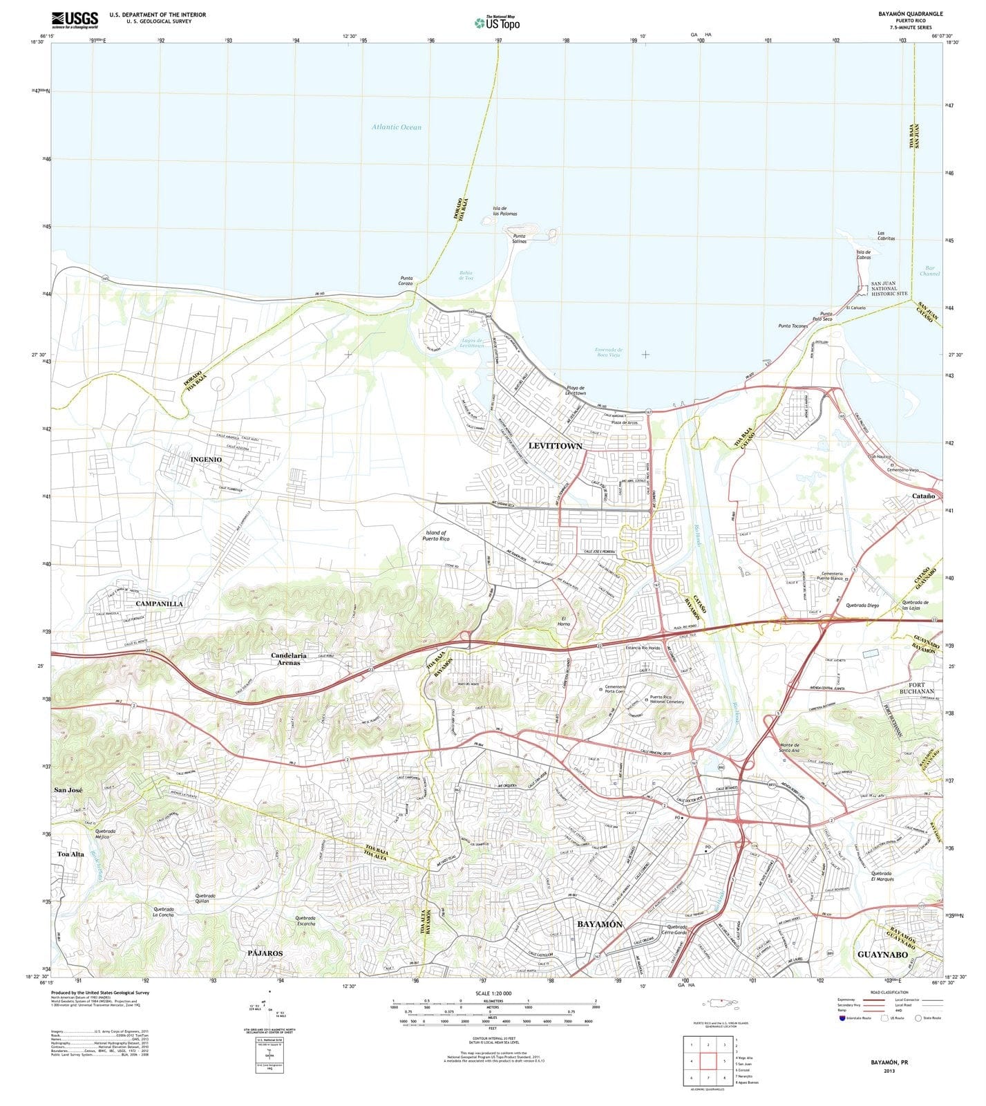 2013 Bayamon, PR - Puerto Rico - USGS Topographic Map