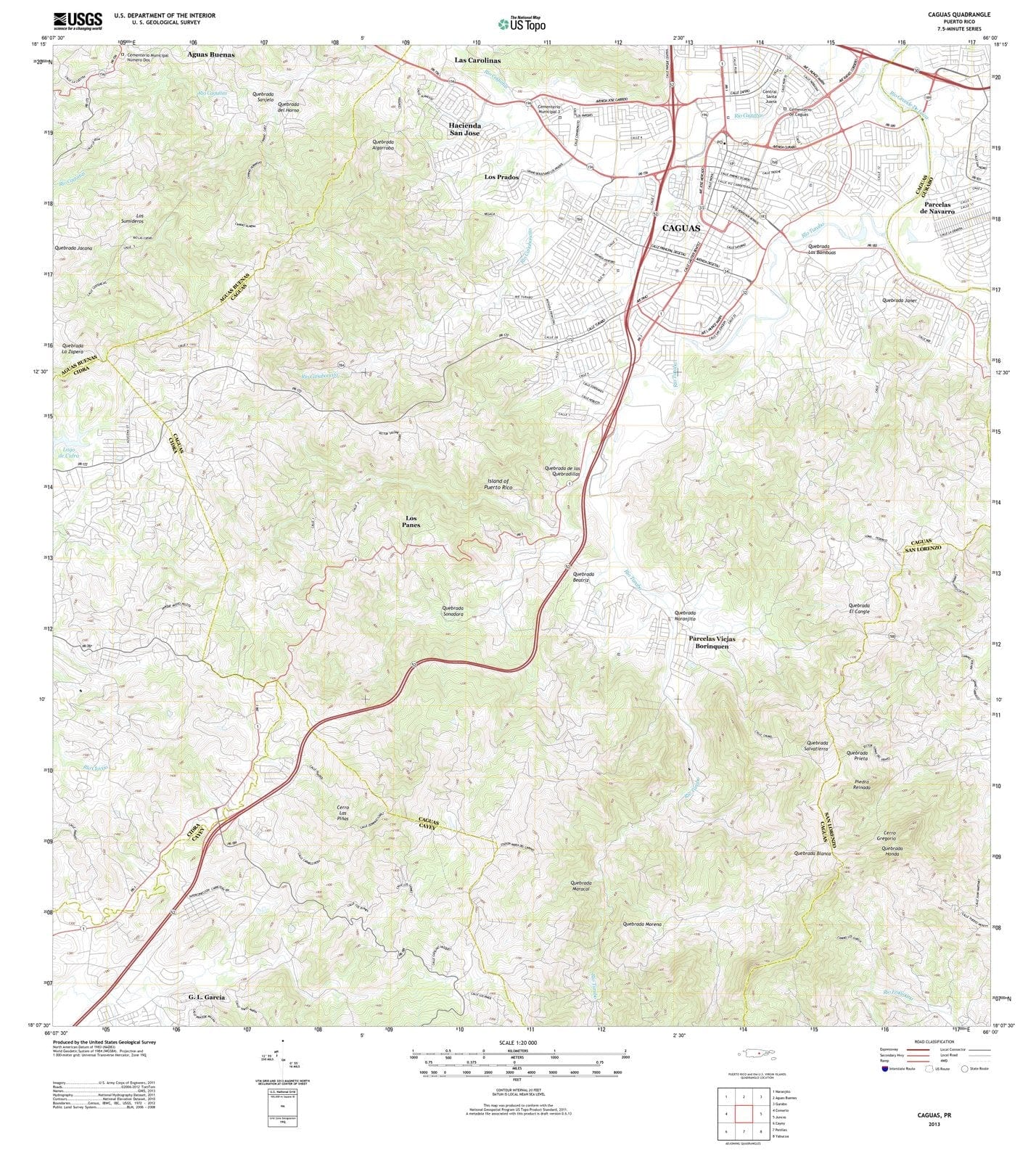 2013 Caguas, PR - Puerto Rico - USGS Topographic Map